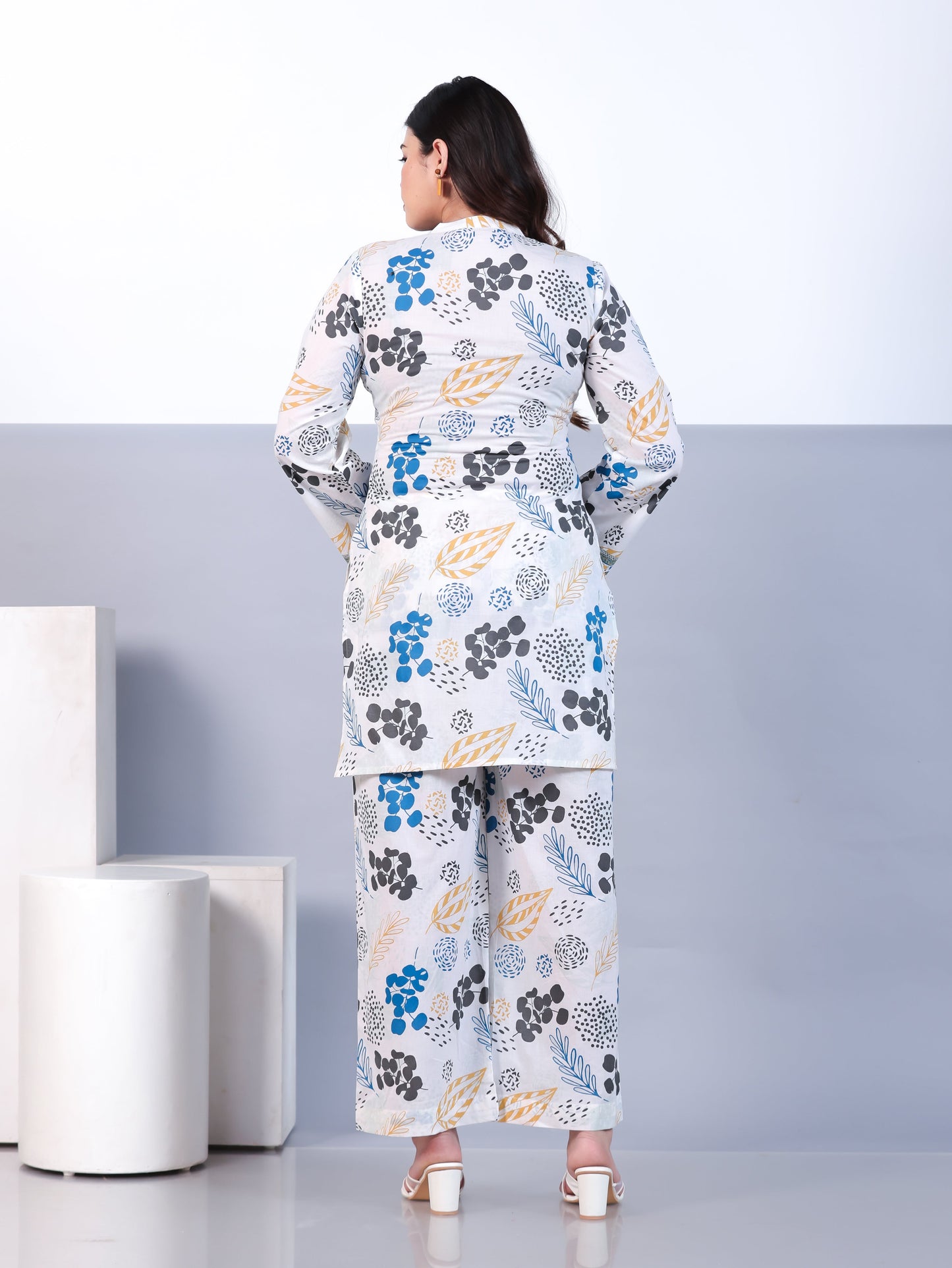 Soft Cotton Floral Straight White Kurta