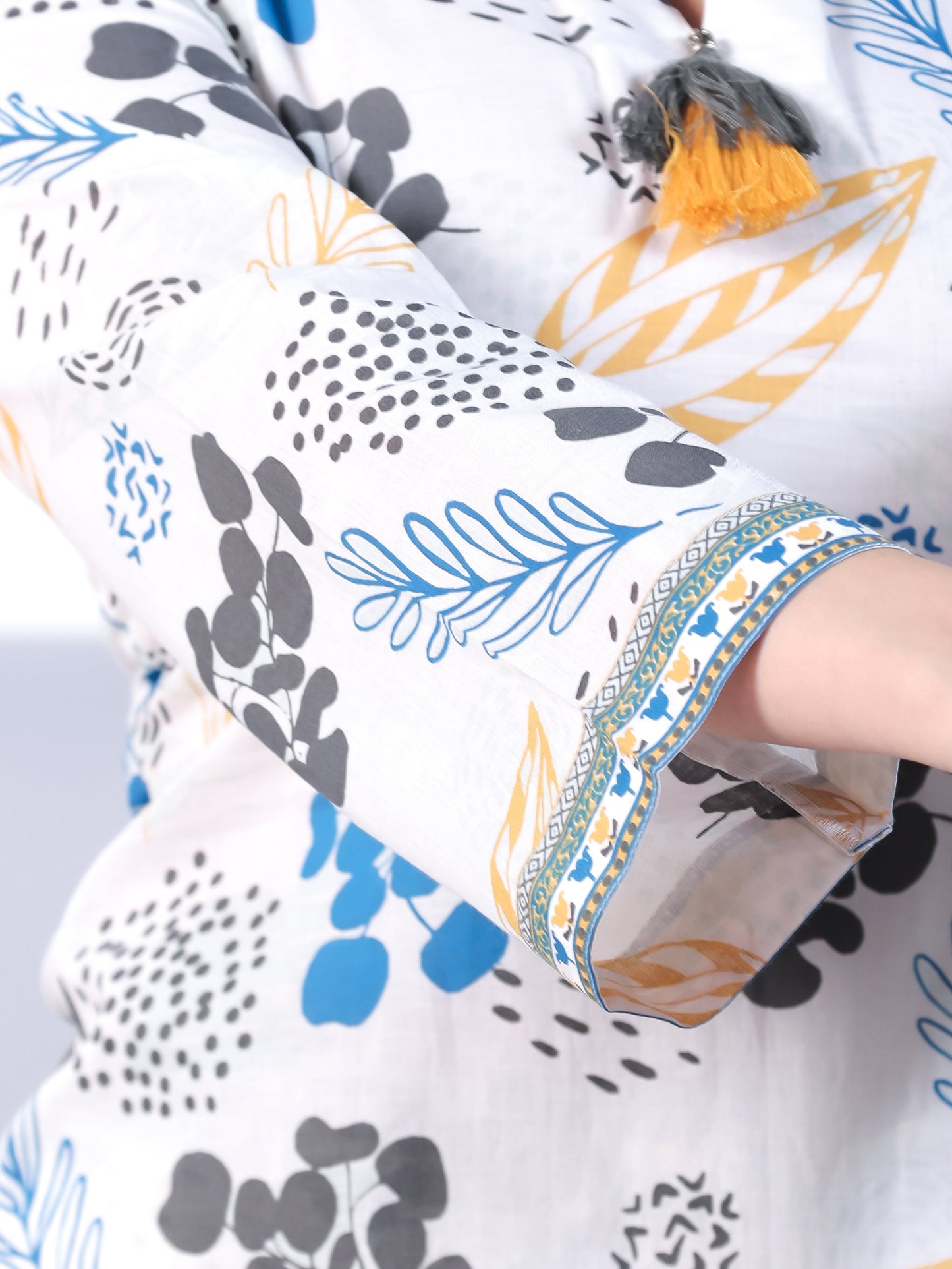 Soft Cotton Floral Straight White Kurta