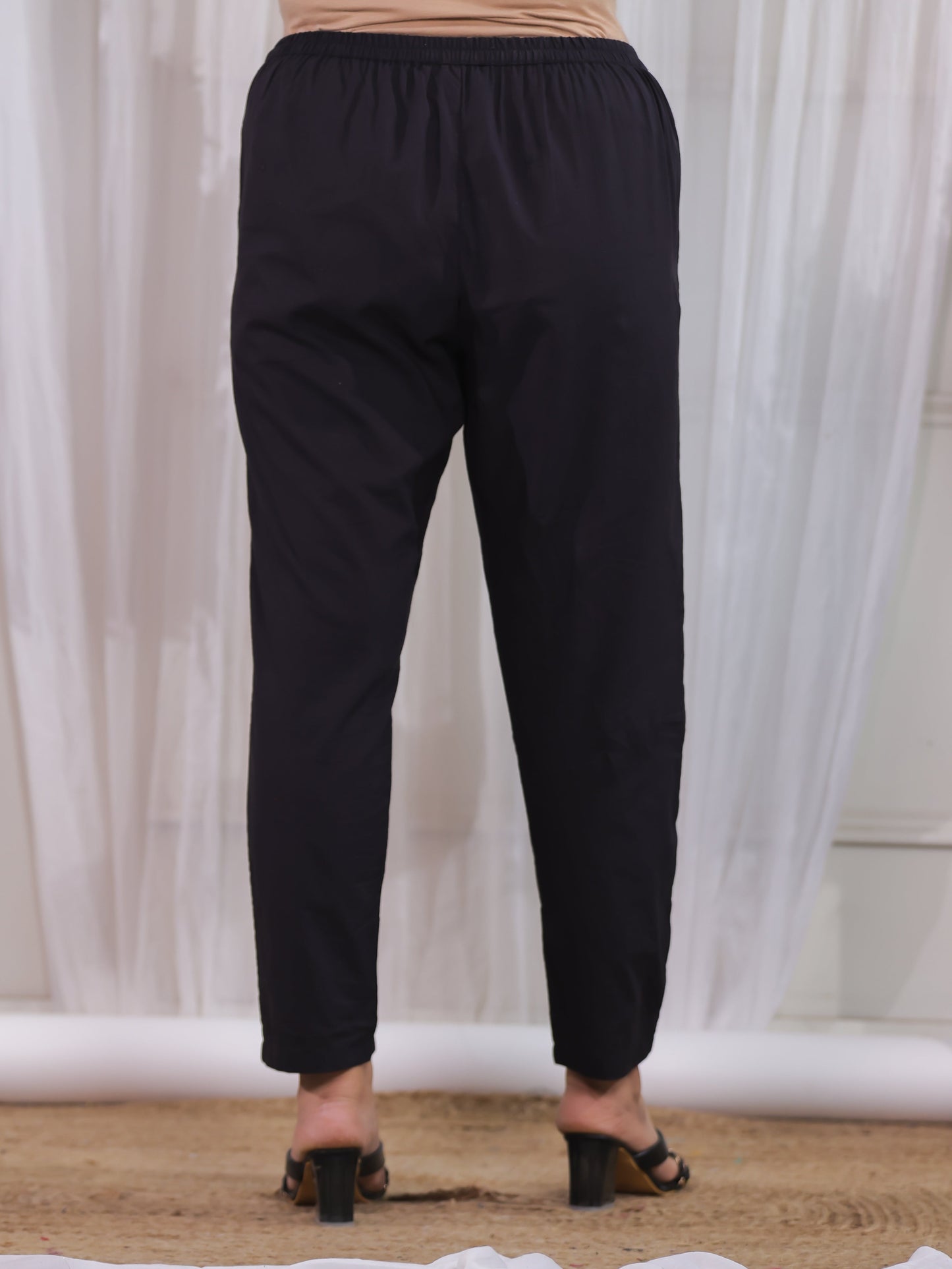 Soft Cotton Abstract Flared Black Kurta