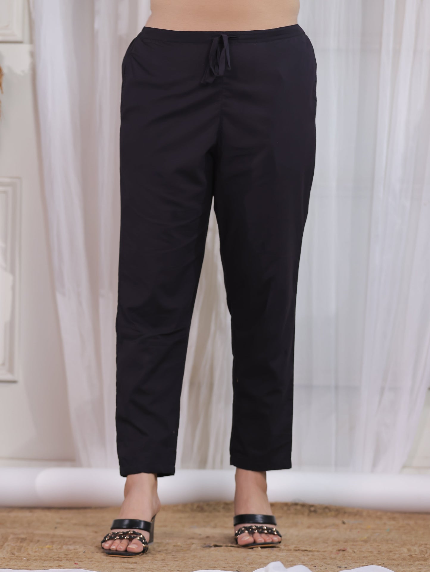 Soft Cotton Abstract Flared Black Kurta