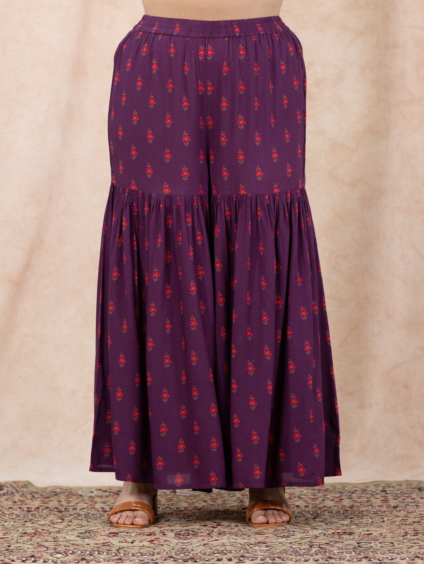 Viscose Floral Mauve Sharara