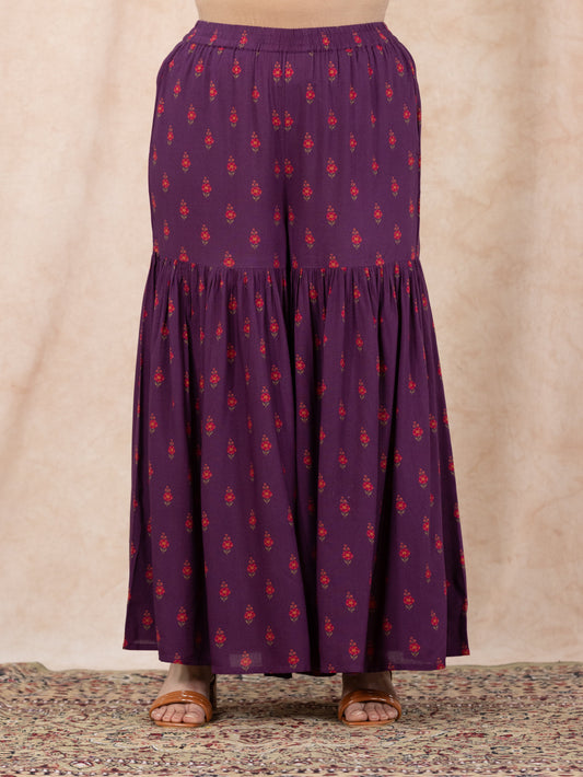 Viscose Floral Mauve Sharara