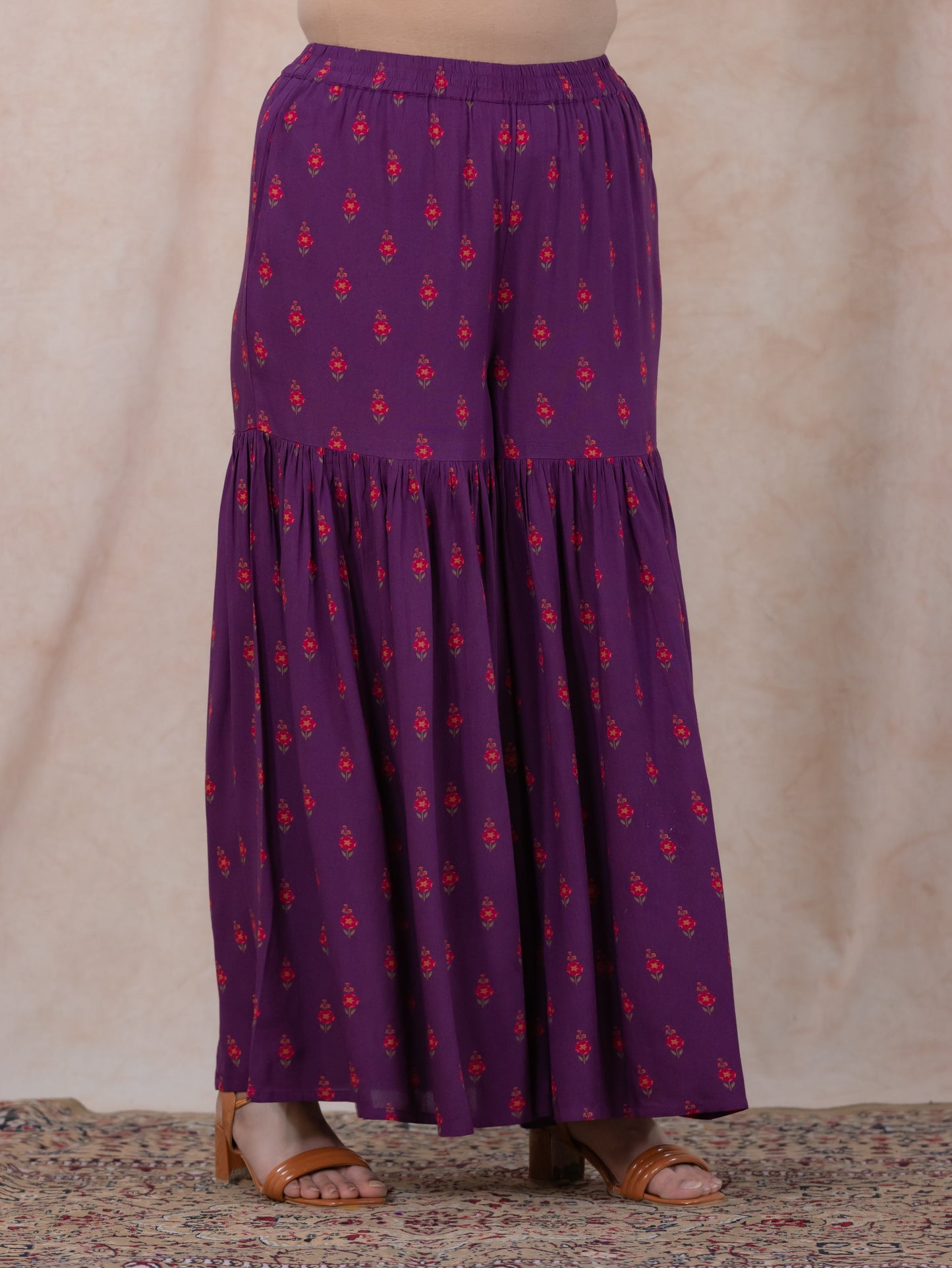 Viscose Floral Mauve Sharara