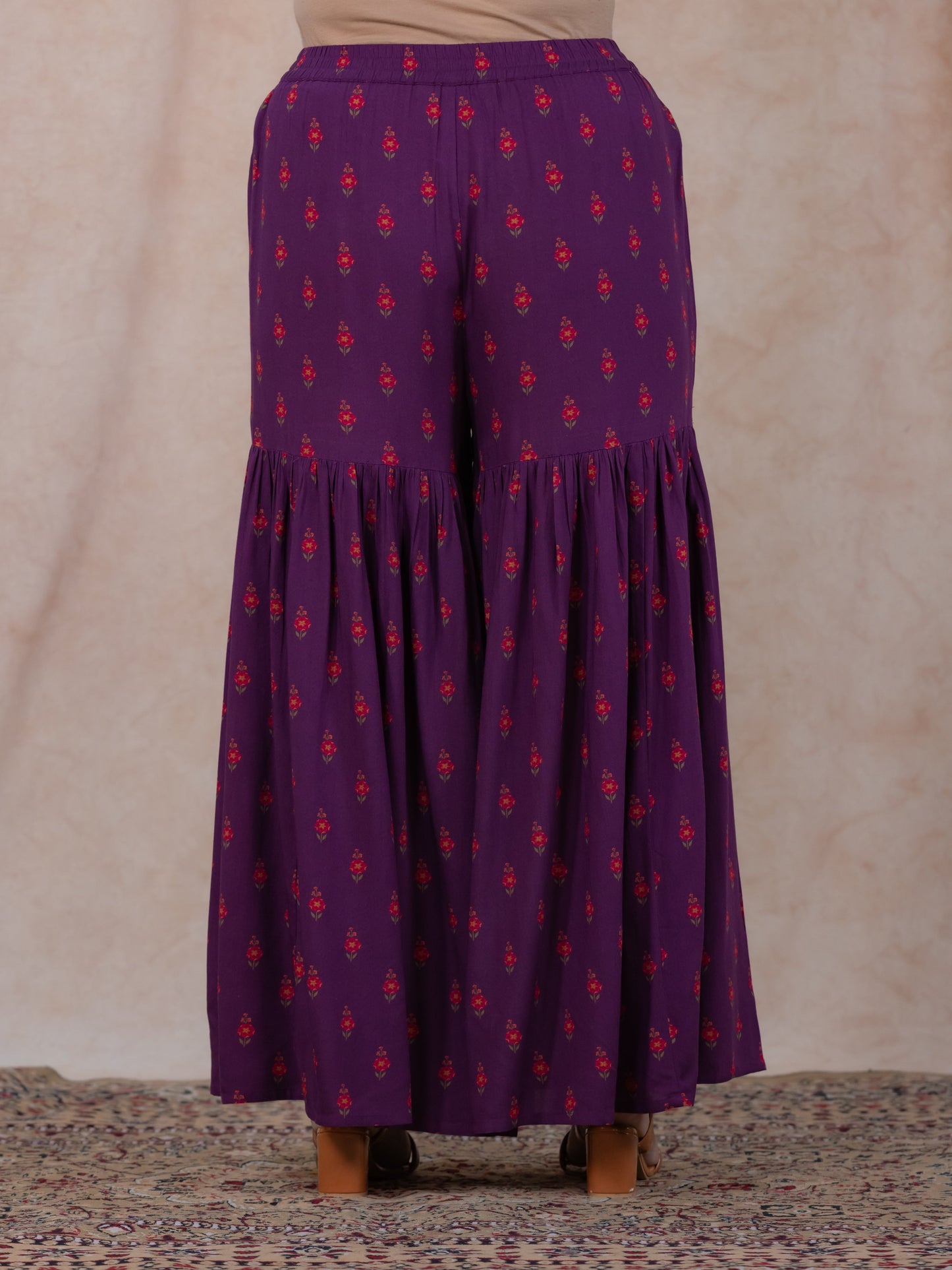 Viscose Floral Mauve Sharara
