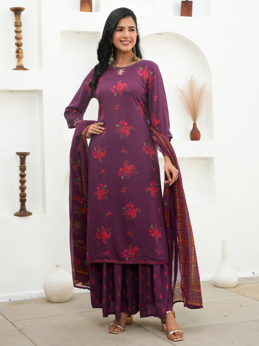 Cotton Voile Floral Mauve Dupatta
