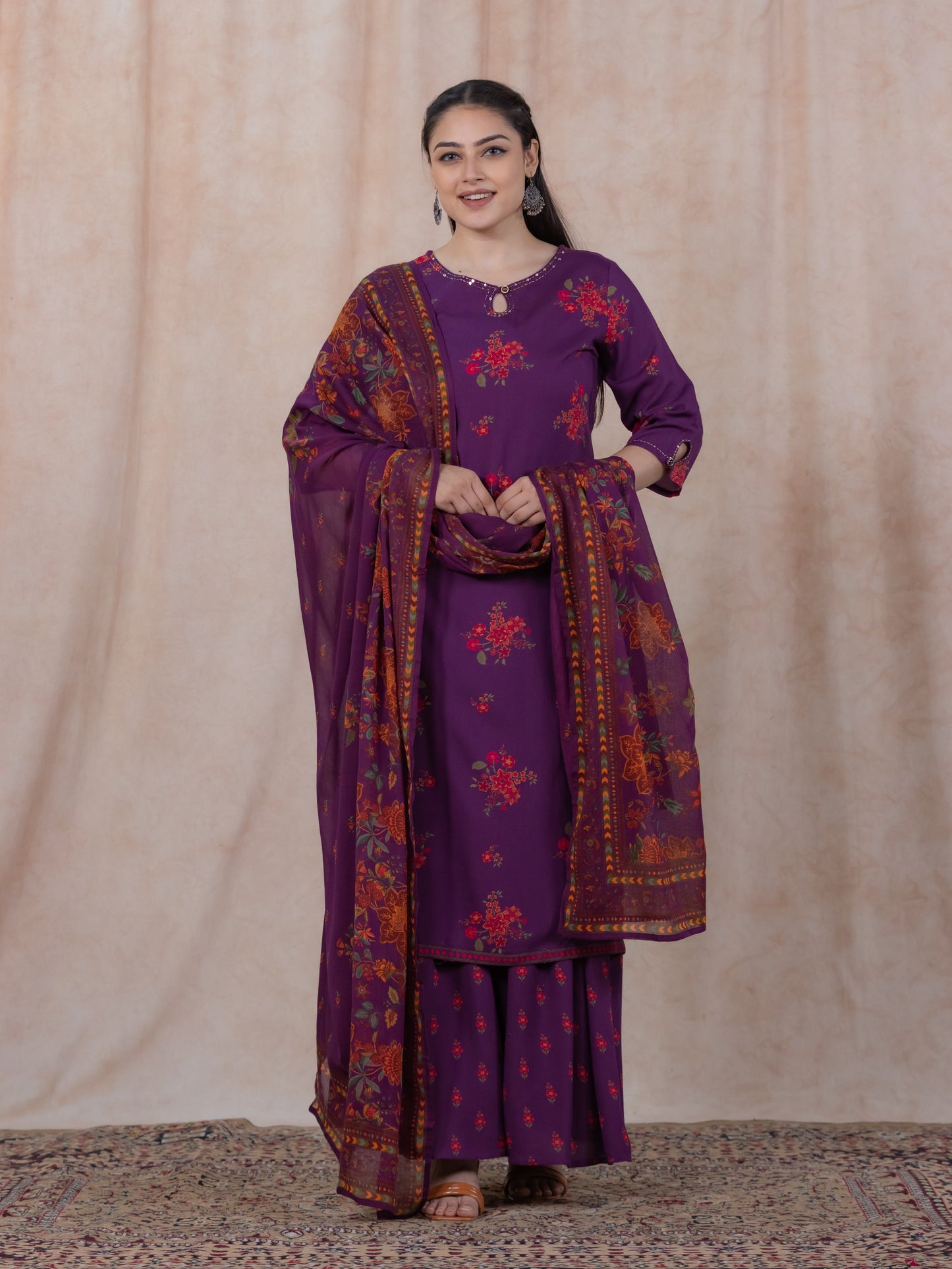 Cotton Voile Floral Mauve Dupatta