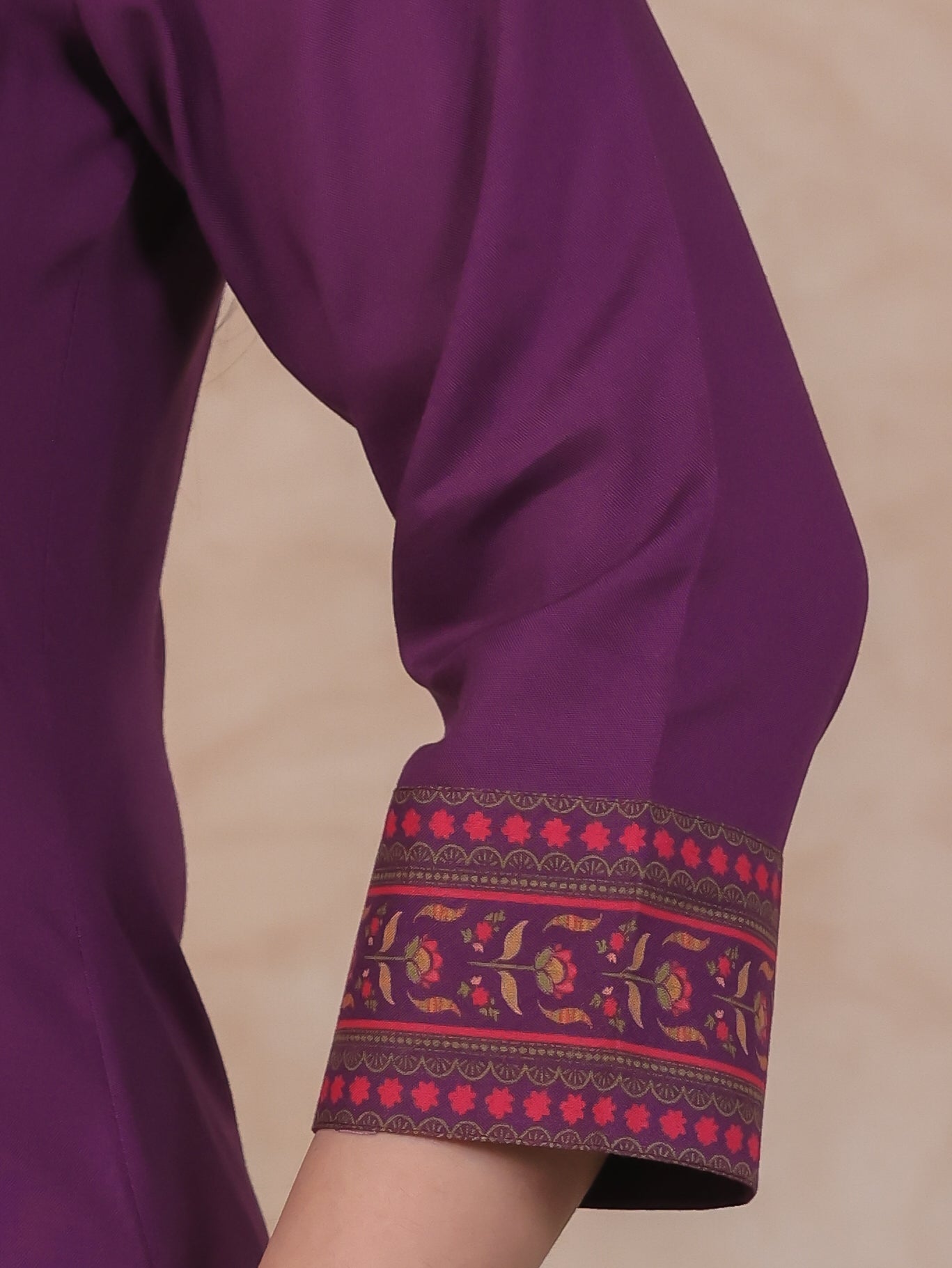 Viscose Solid A-line Purple Kurta
