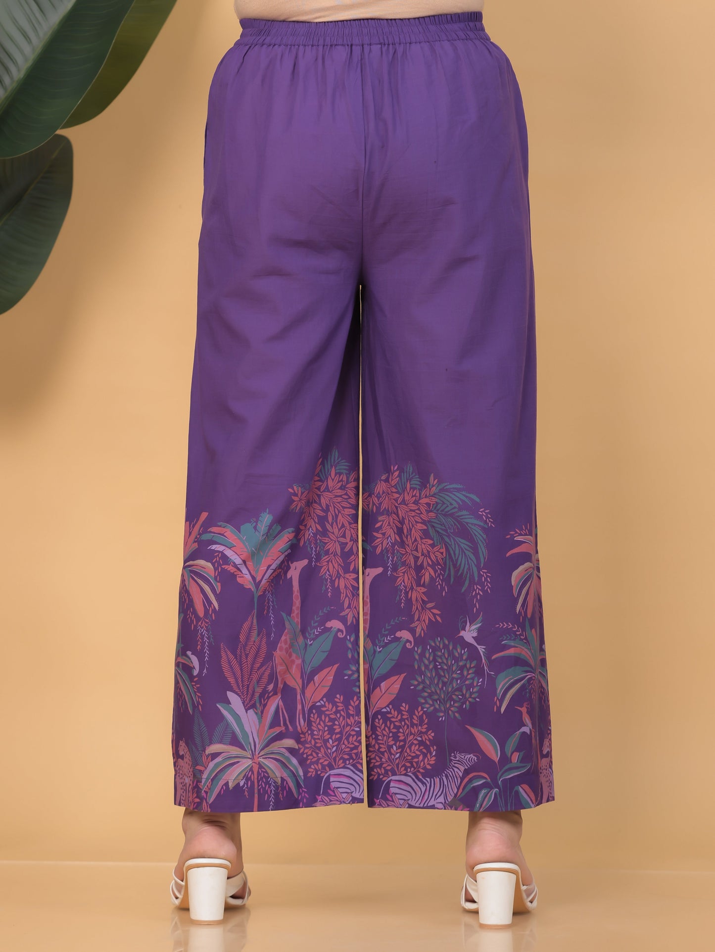 Soft Cotton Placement Print Straight Purple Kurta