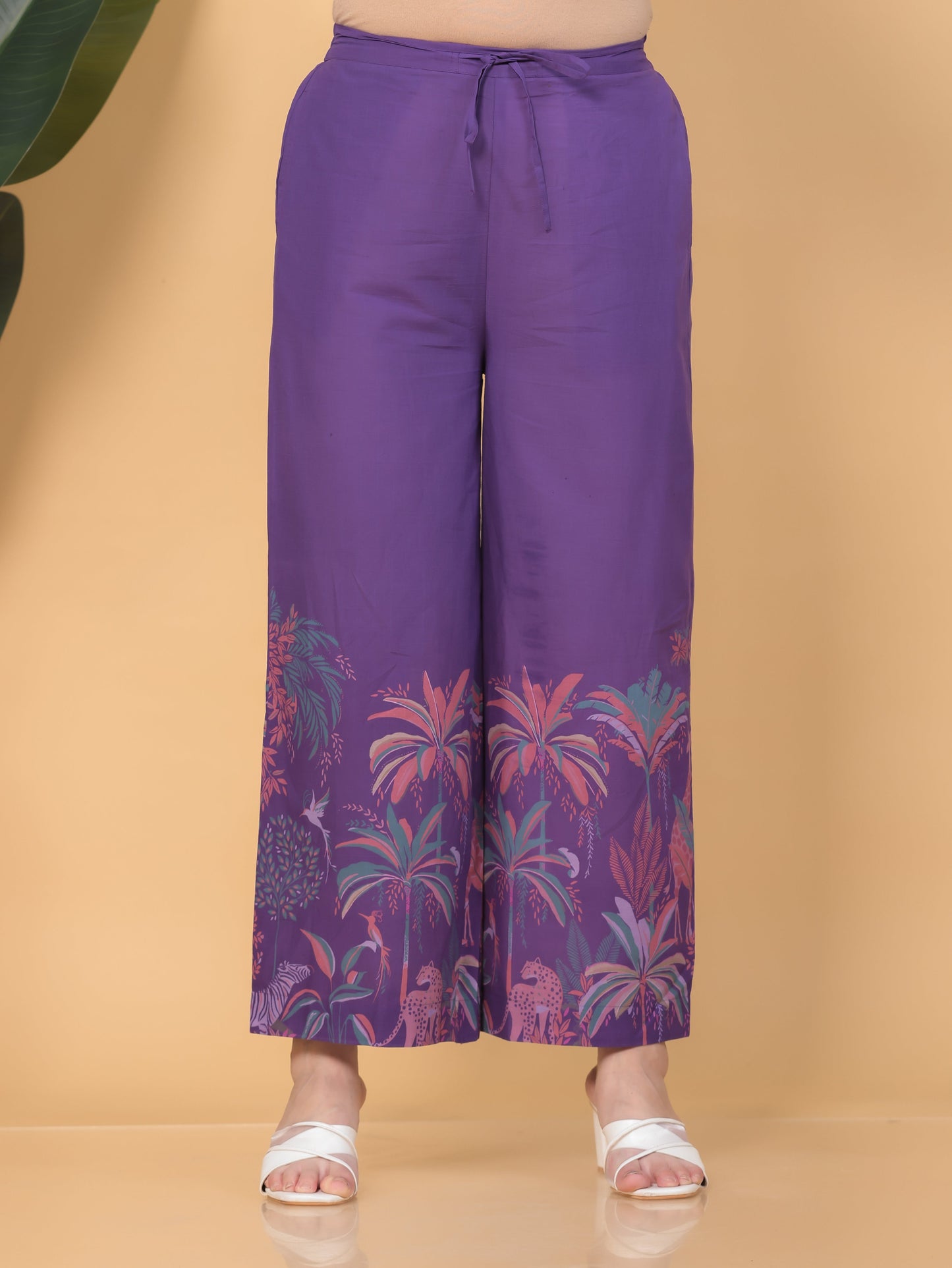 Soft Cotton Placement Print Straight Purple Kurta