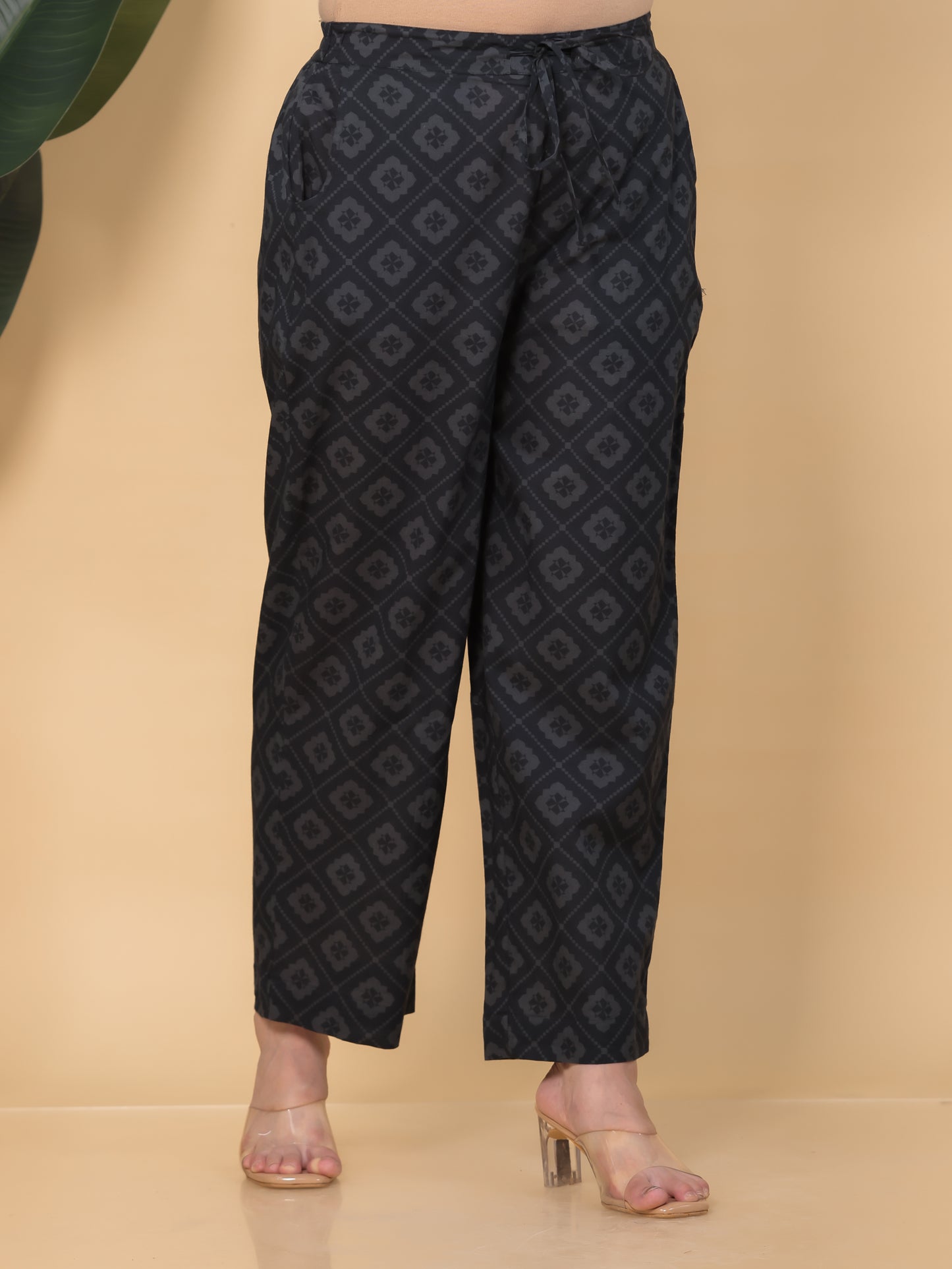 Soft Cotton Floral Straight Black Kurta