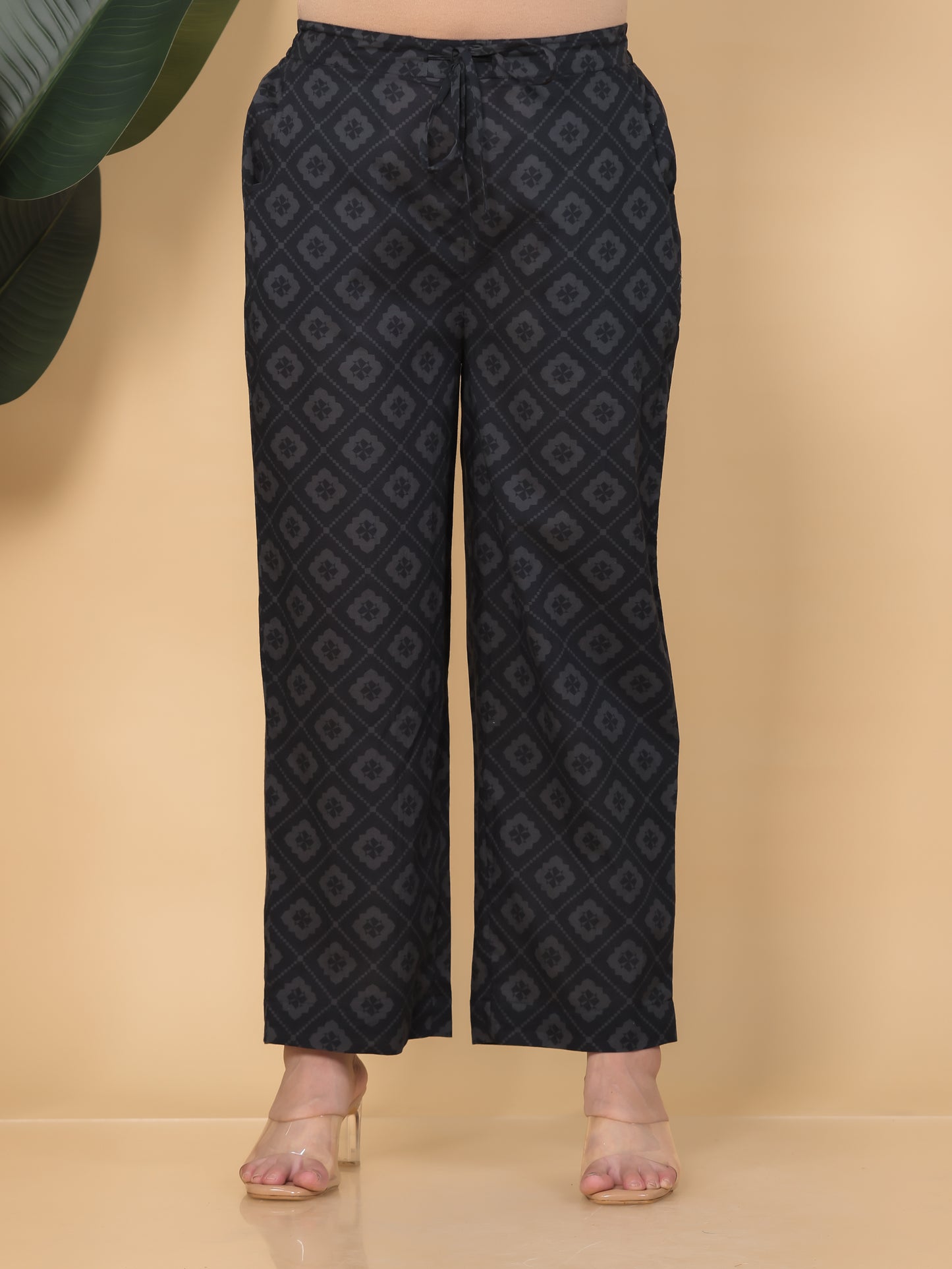 Soft Cotton Floral Straight Black Kurta