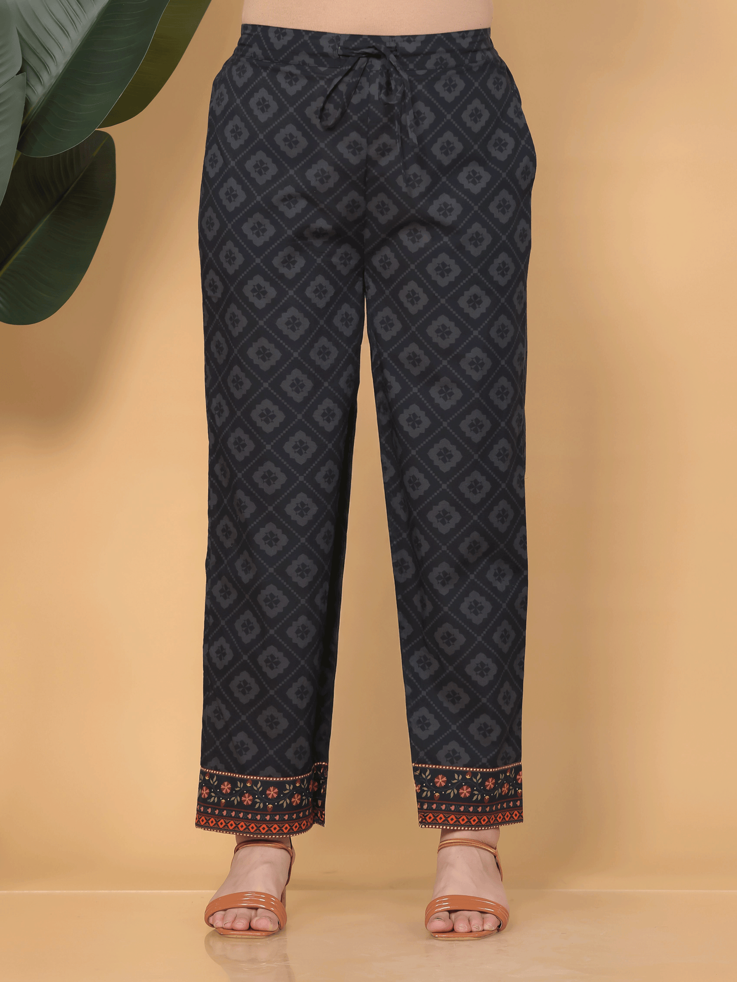 Soft Cotton Floral Black Palazzo