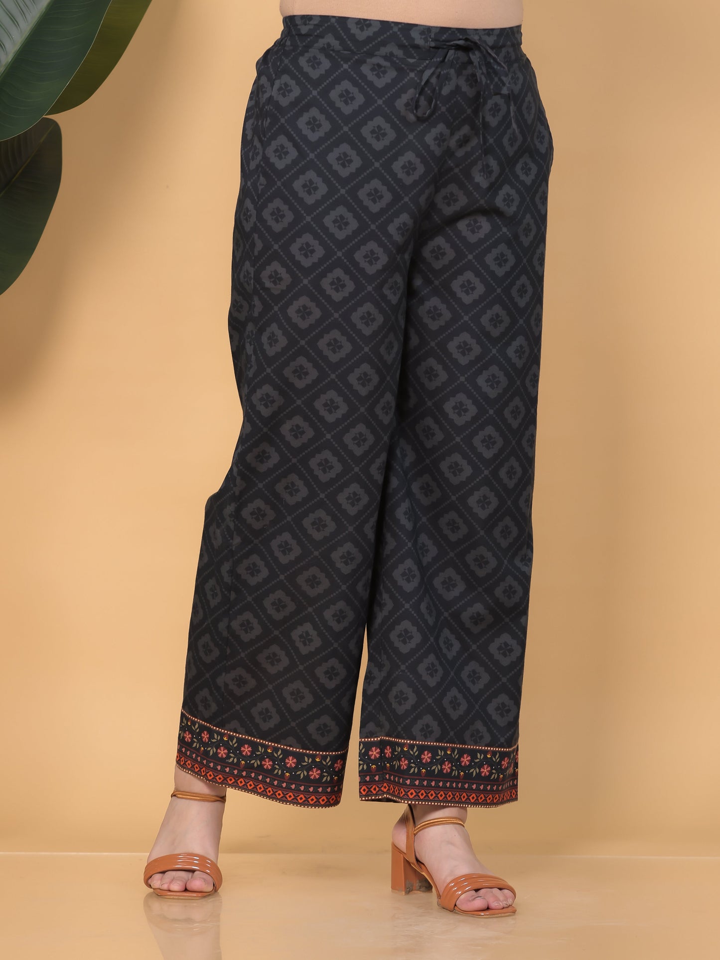 Soft Cotton Floral Black Palazzo