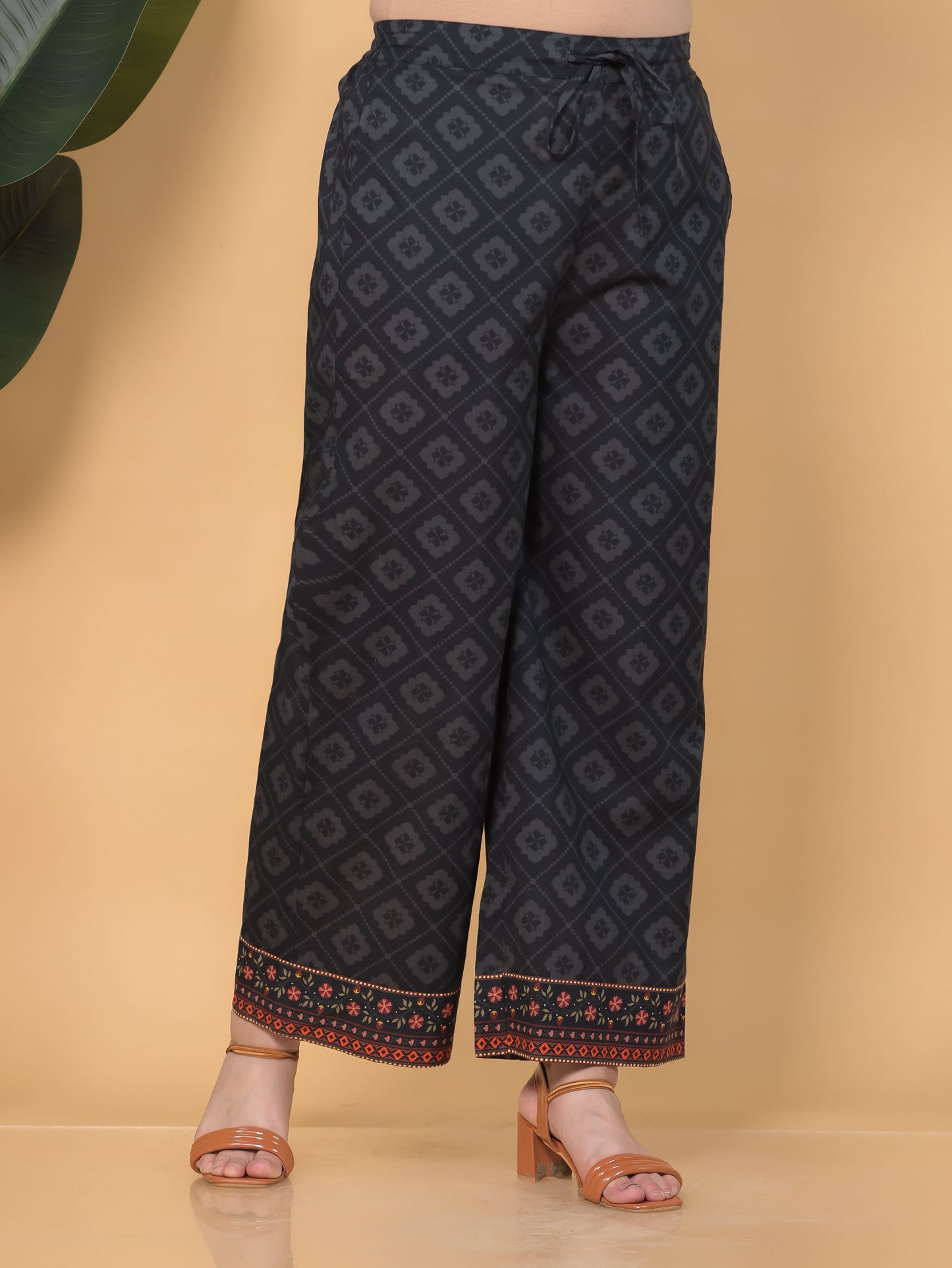 Soft Cotton Floral Straight Black Kurta