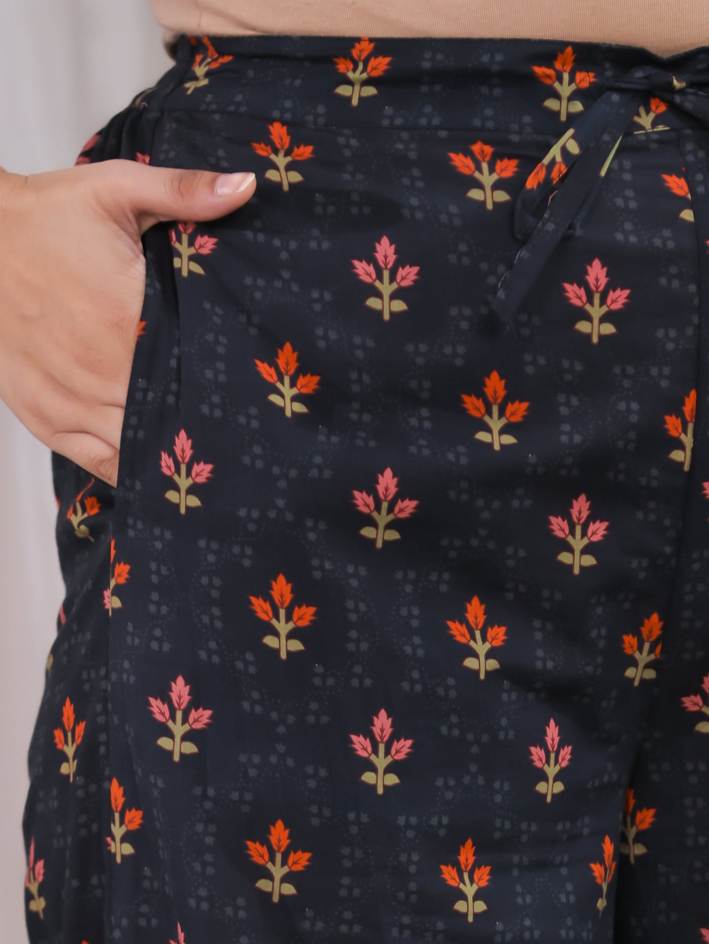 Embroidered Soft Cotton Floral Anarkali Black Kurta