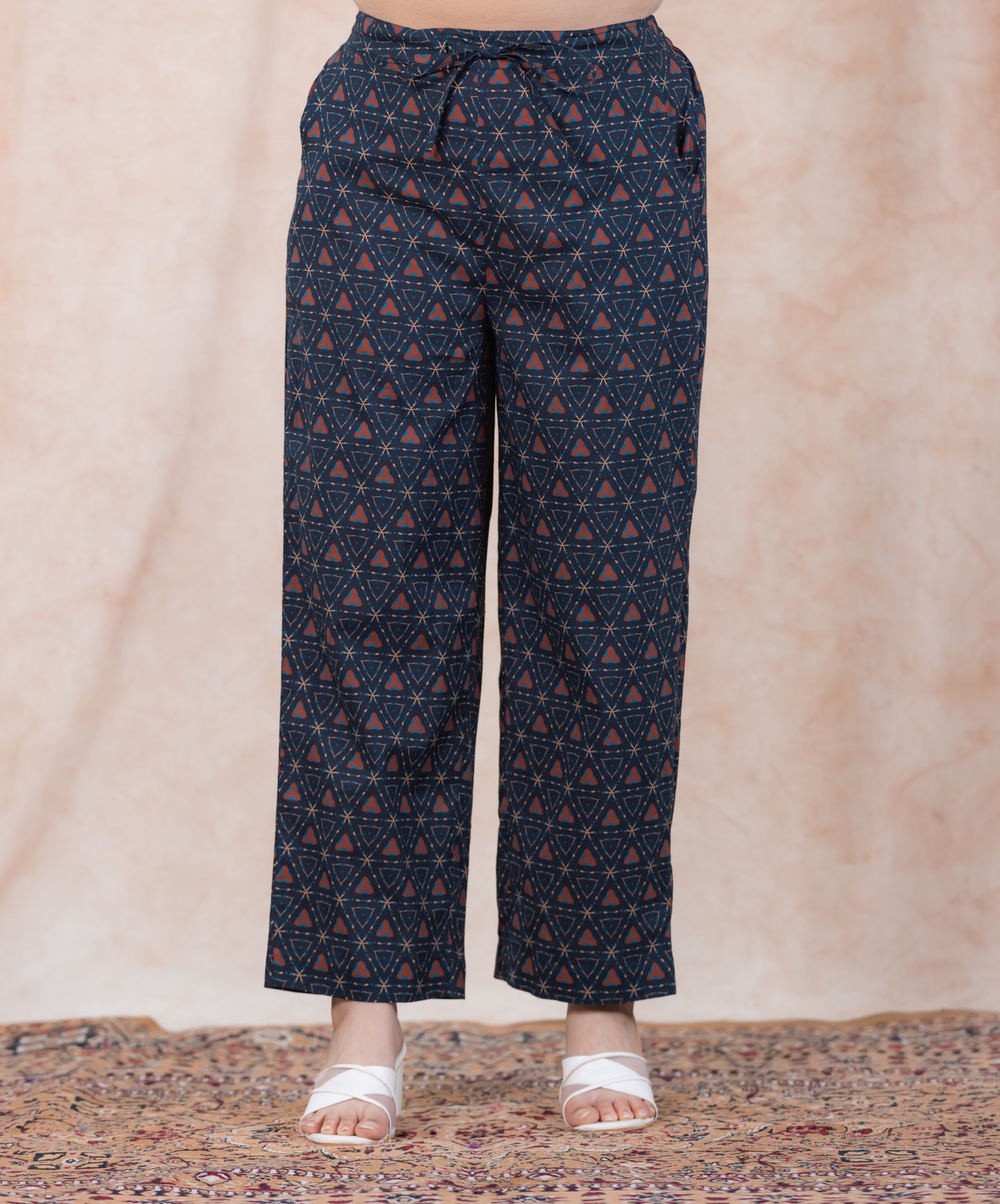 Soft Cotton Geometric Flared Black Kurta