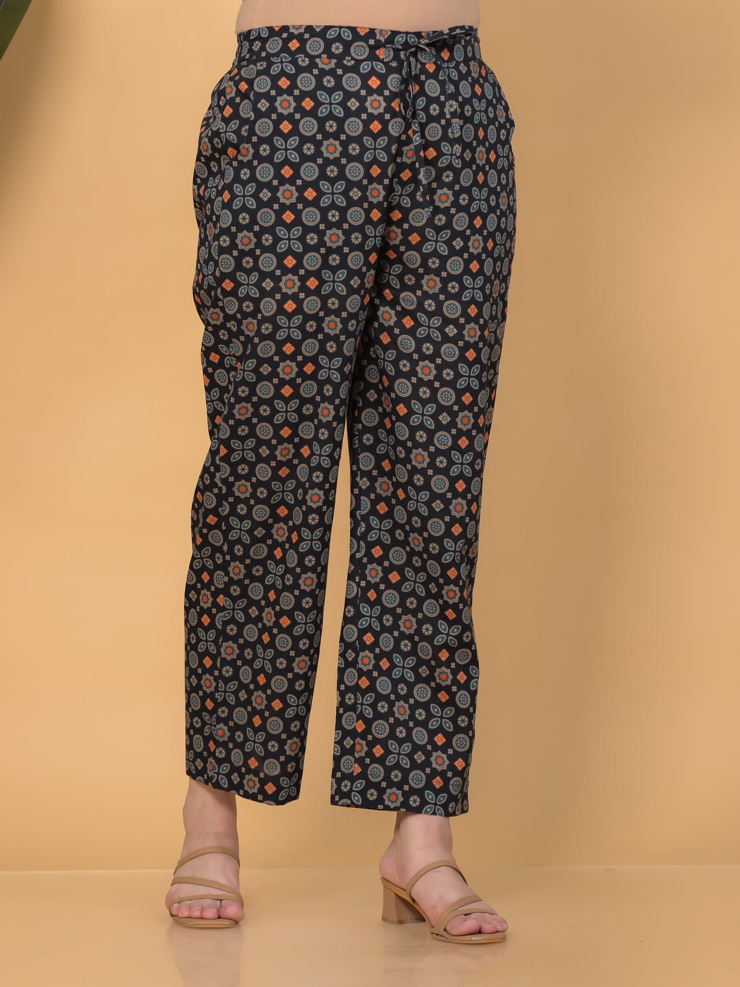 Soft Cotton Geometric Flared Black Kurta