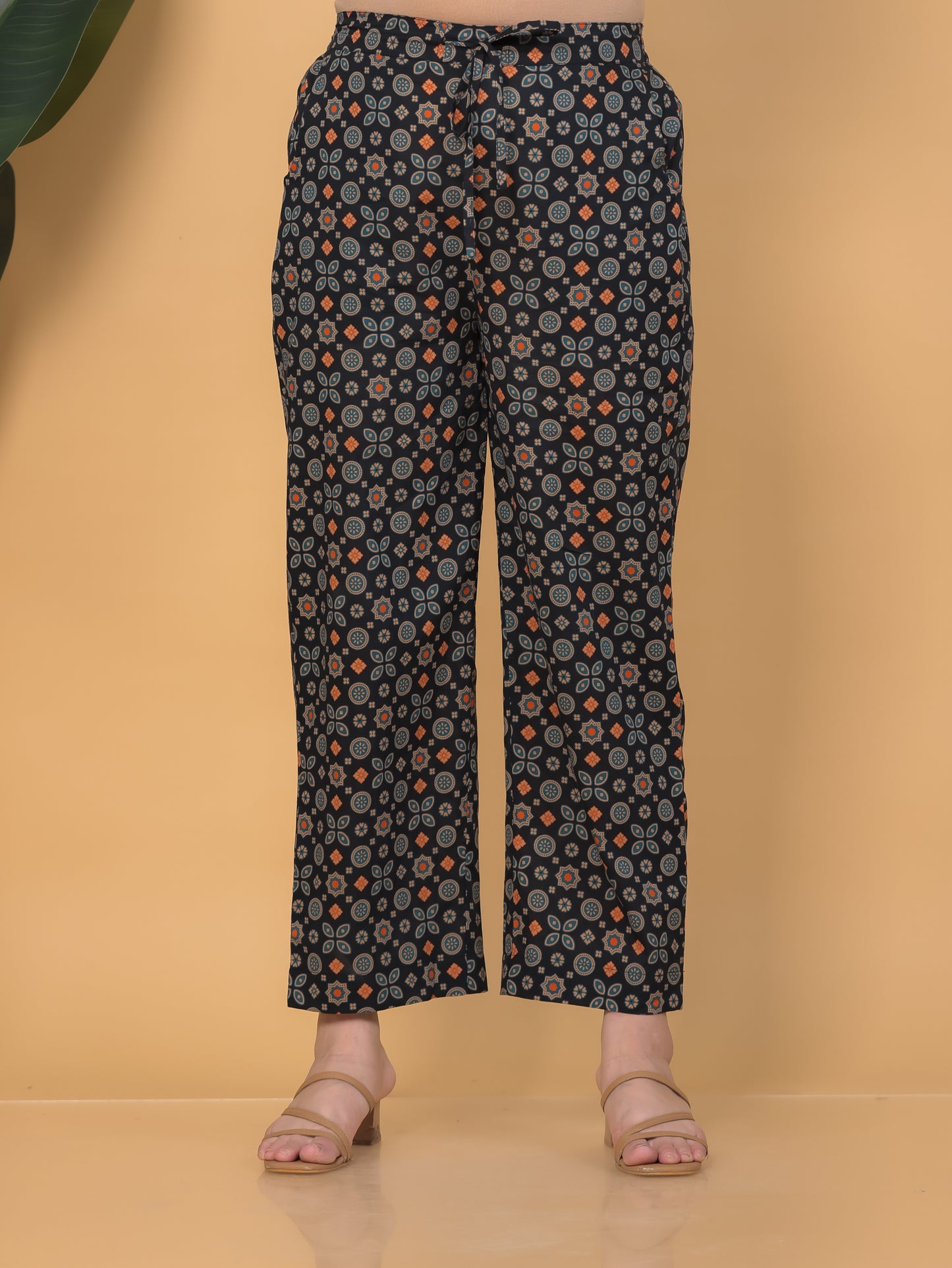 Soft Cotton Geometric Flared Black Kurta