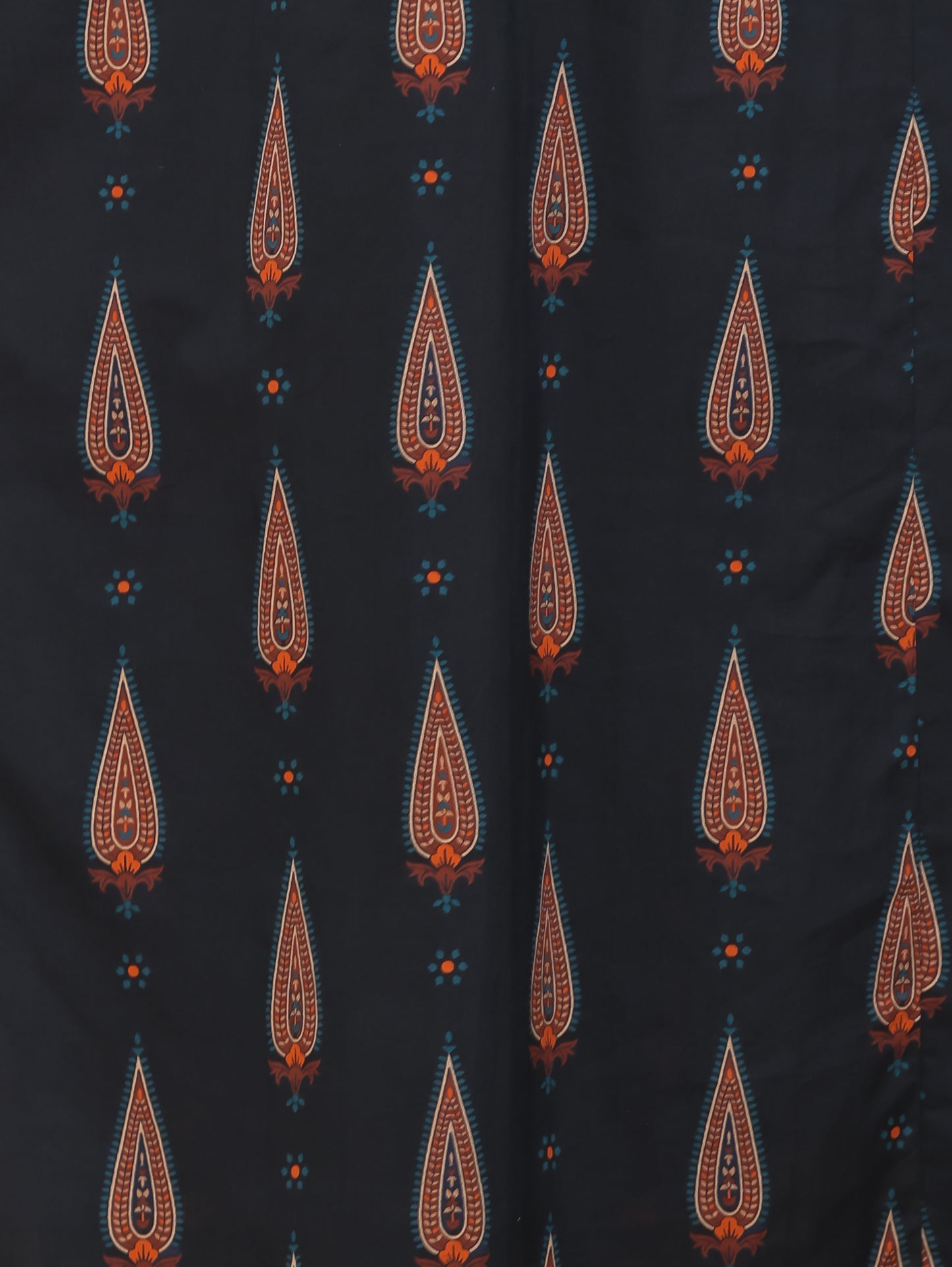 Soft Cotton Geometric Flared Black Kurta