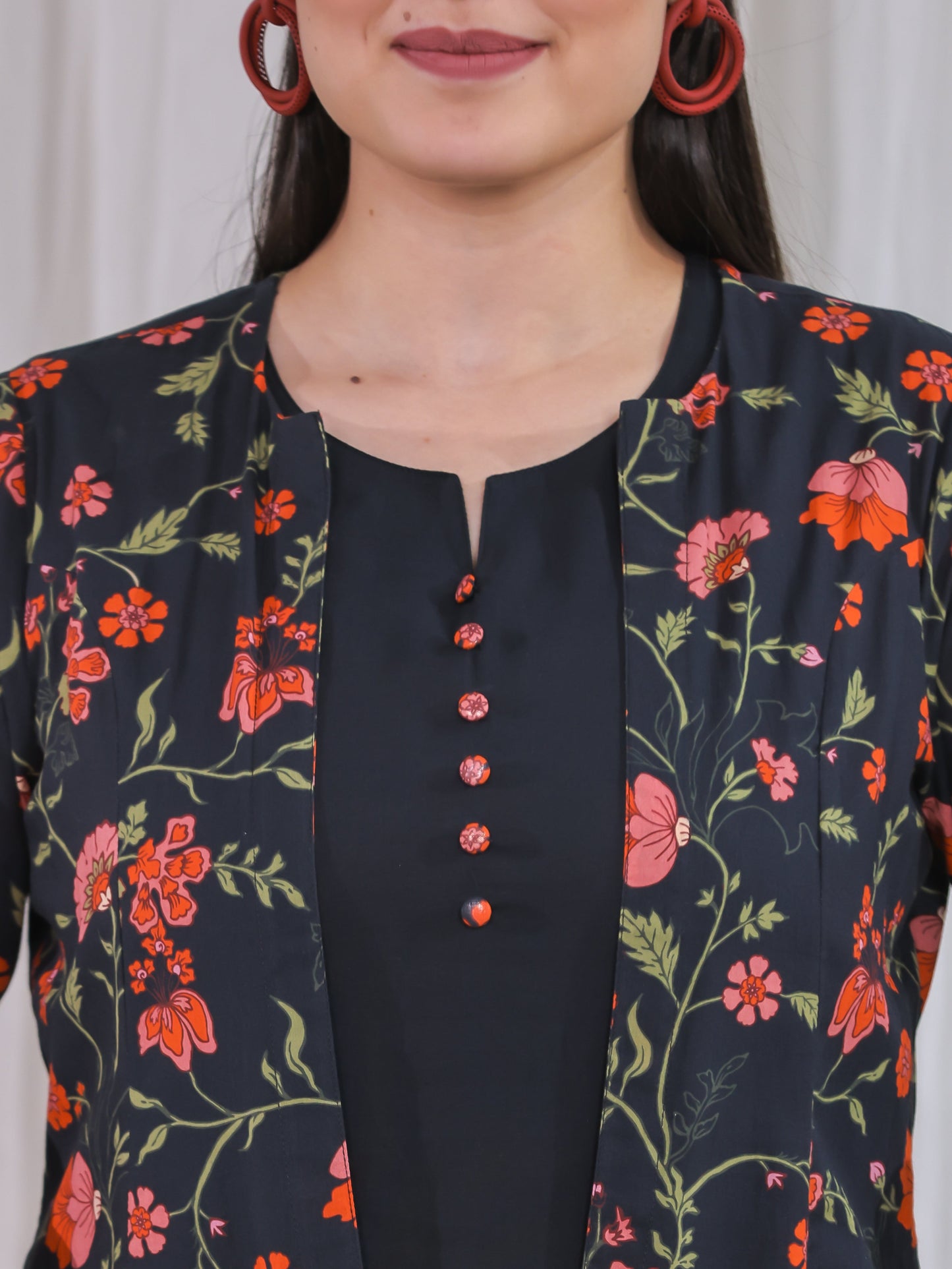 Soft Cotton Solid A-line Black Kurta