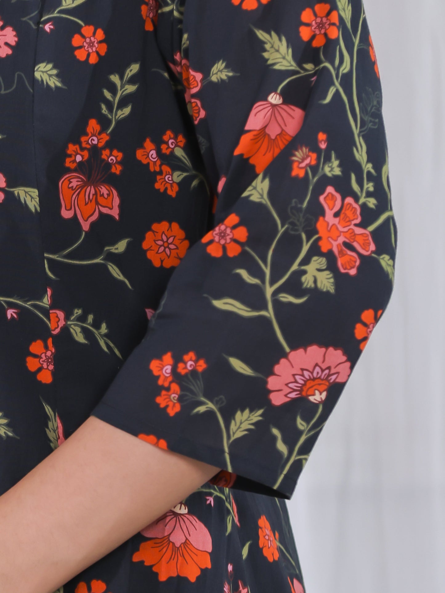 Soft Cotton Solid A-line Black Kurta