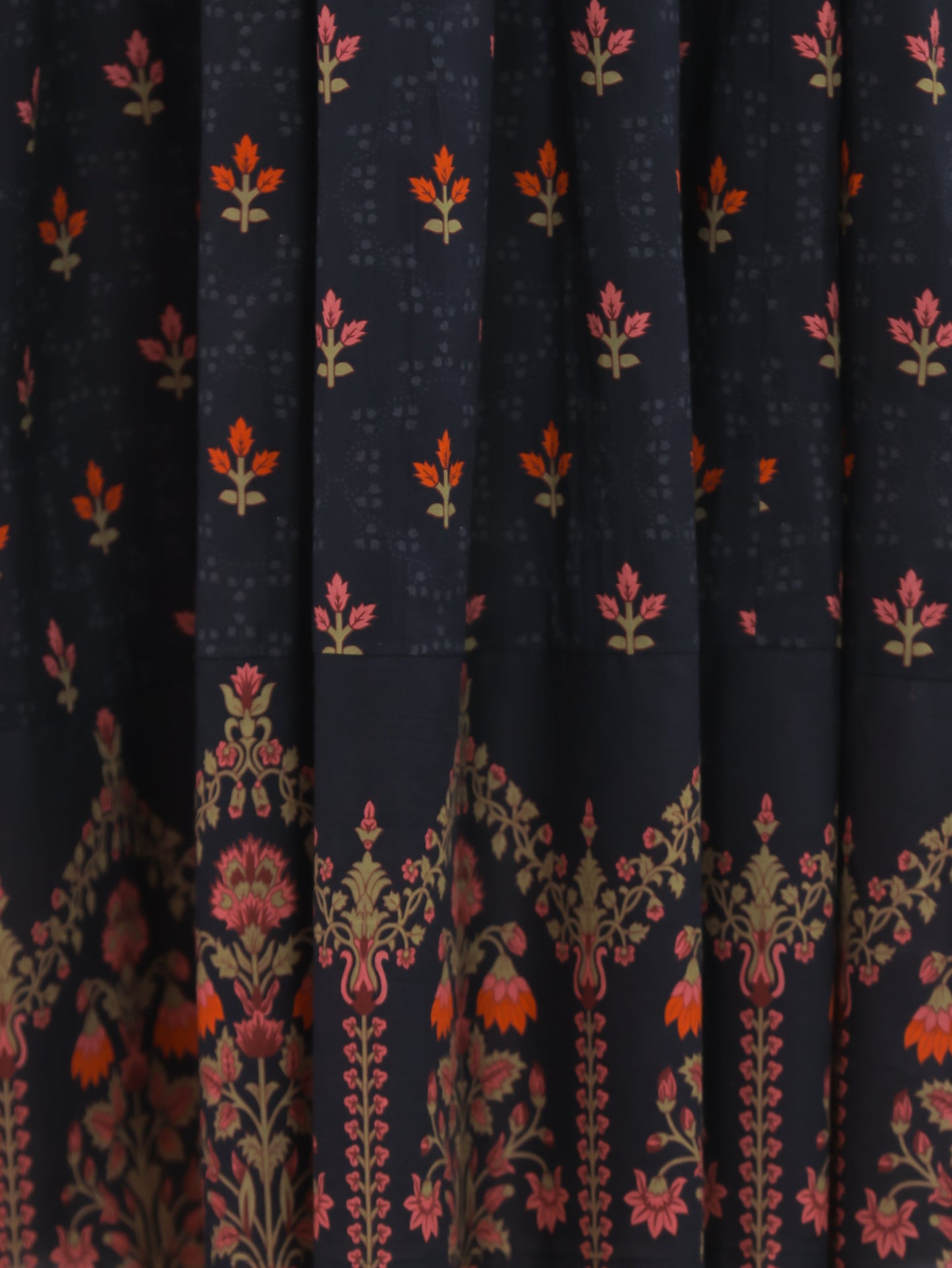 Soft Cotton Floral Anarkali Black Dress
