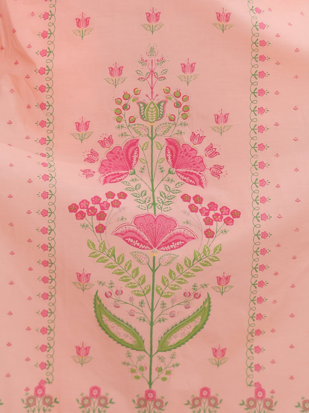 Soft Cotton Floral Straight Peach Kurta