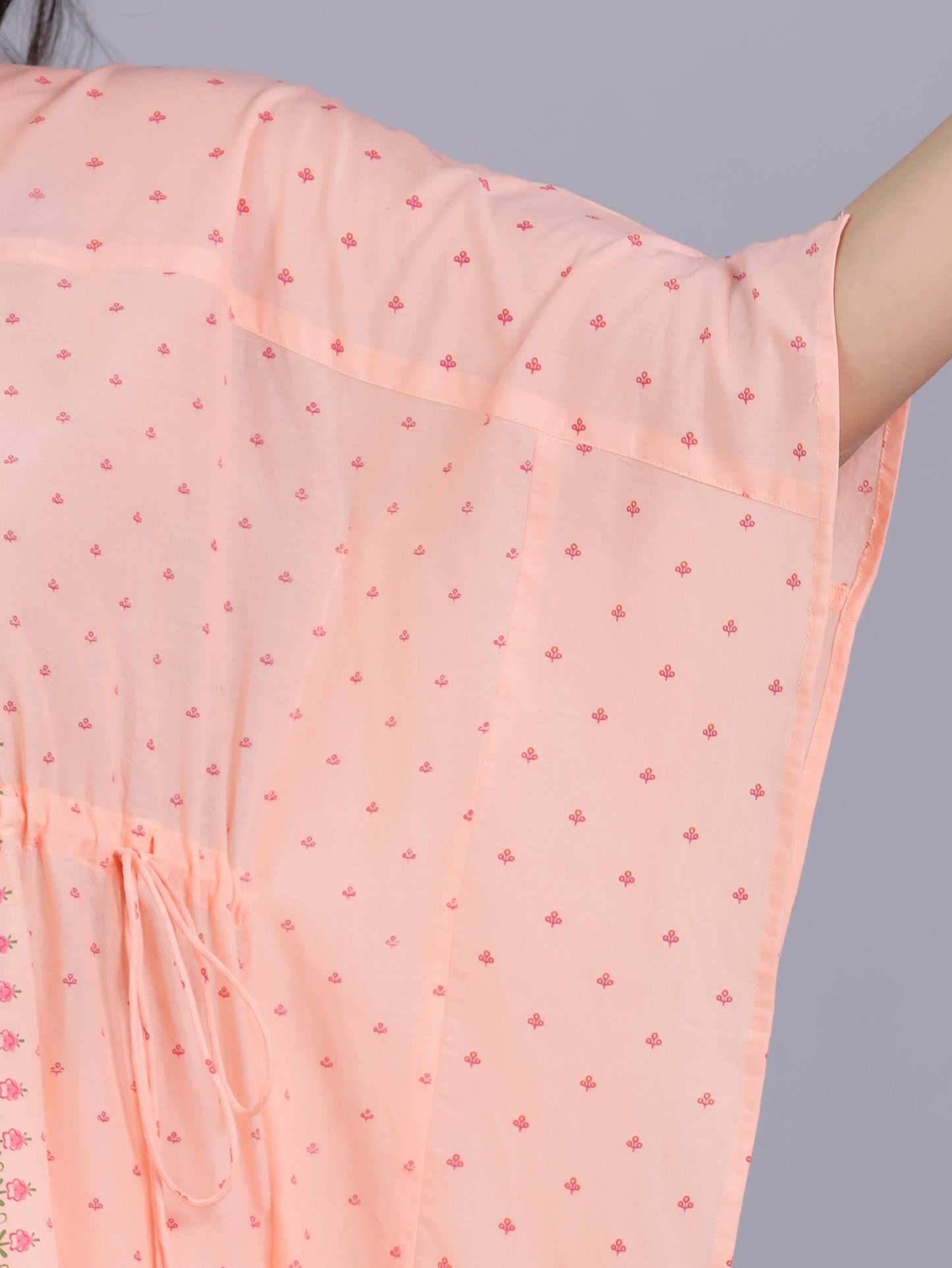 Soft Cotton Floral Kaftan Peach Kurta