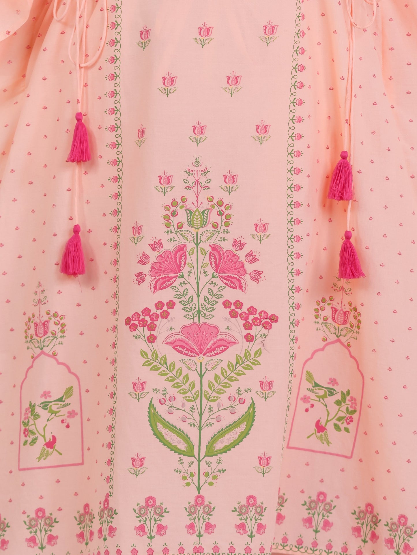 Soft Cotton Floral Kaftan Peach Kurta