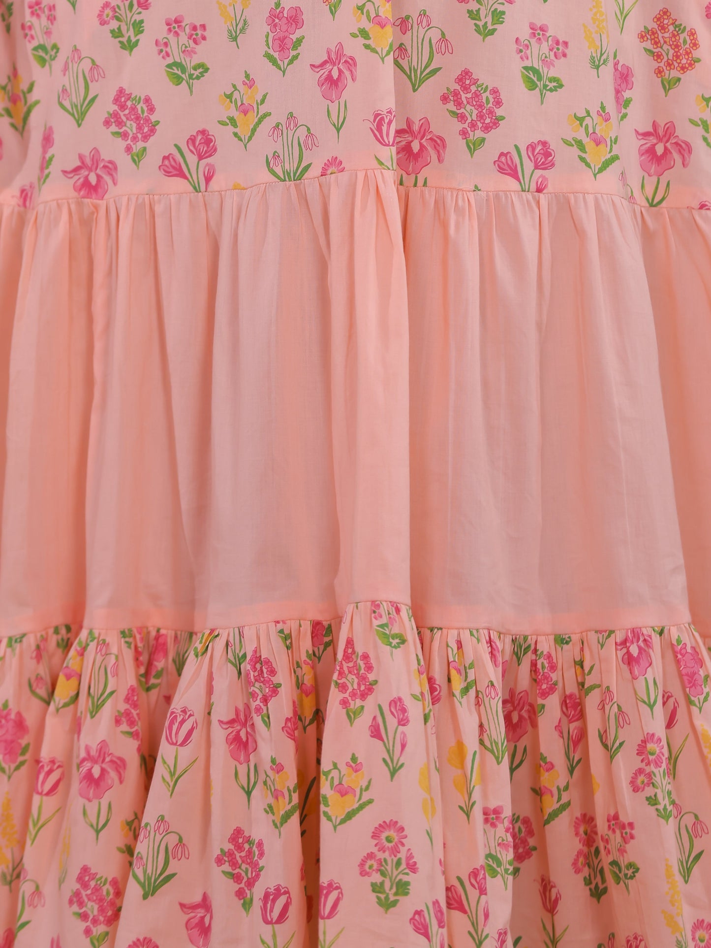 Embroidered Soft Cotton Floral Anarkali Peach Dress