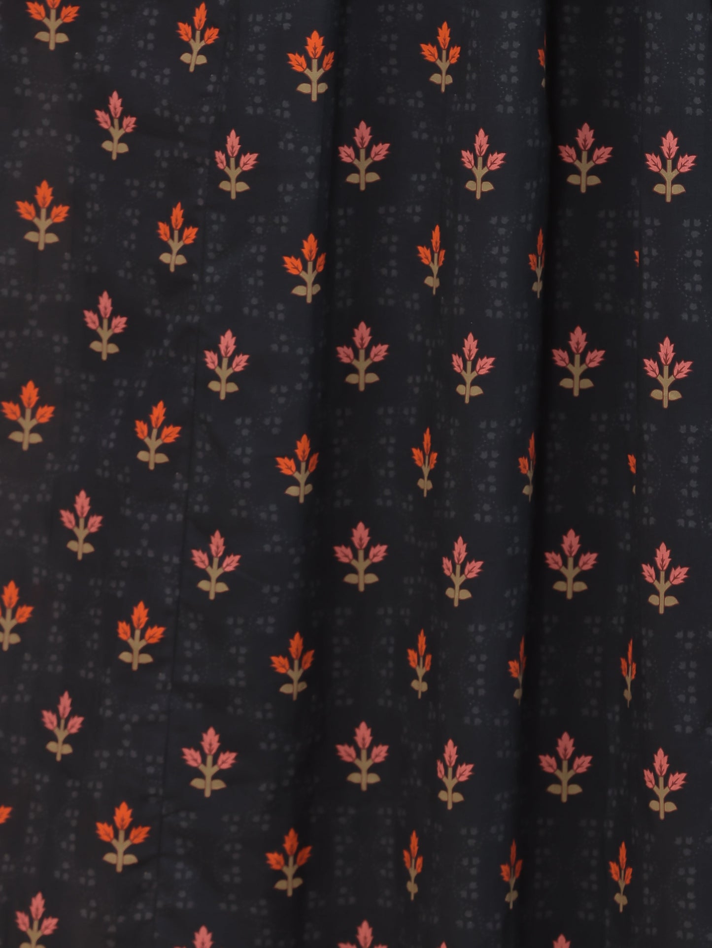 Soft Cotton Floral Flared Black Kurta