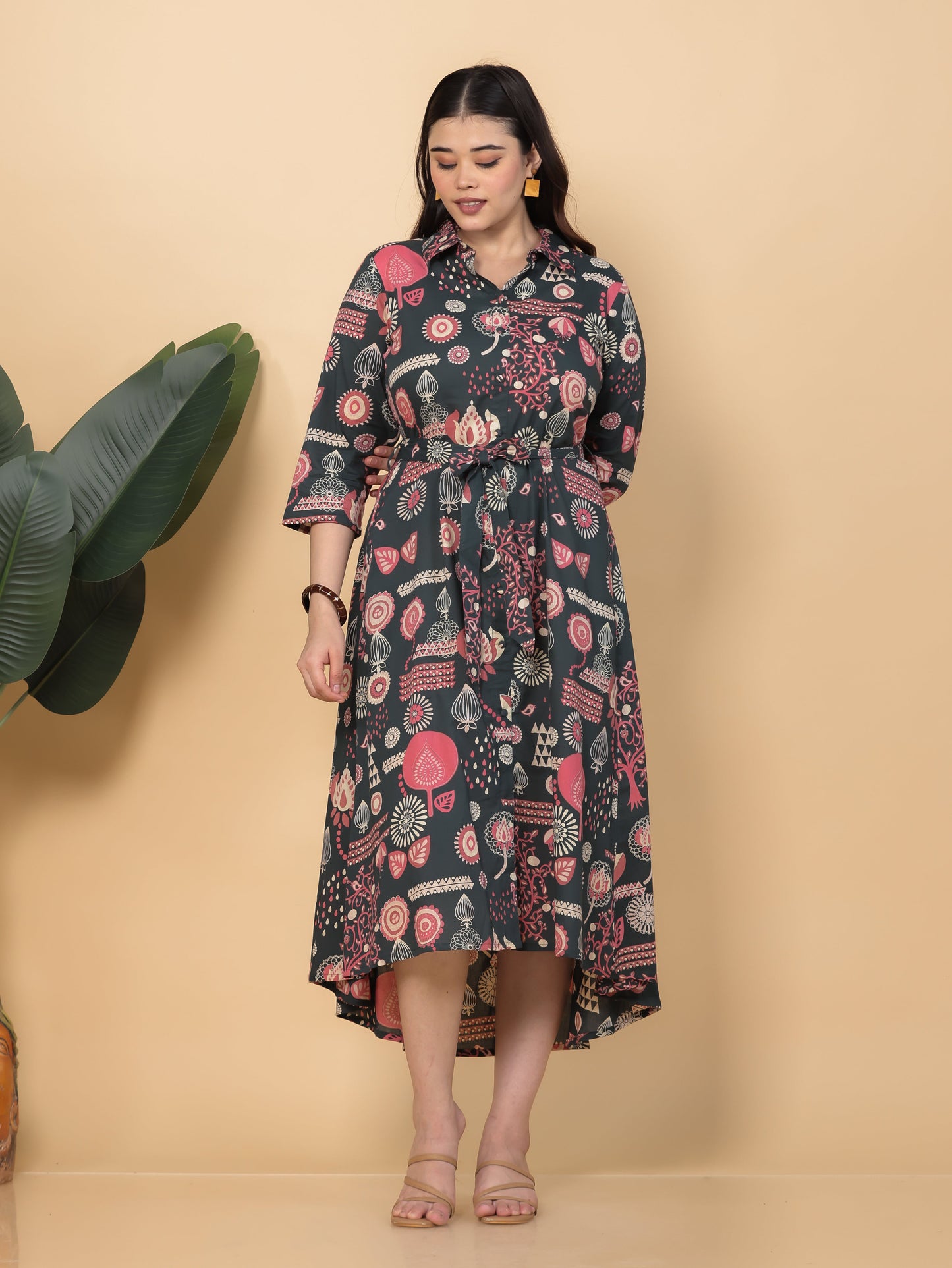 Soft Cotton Floral Flared Multicolor Dress