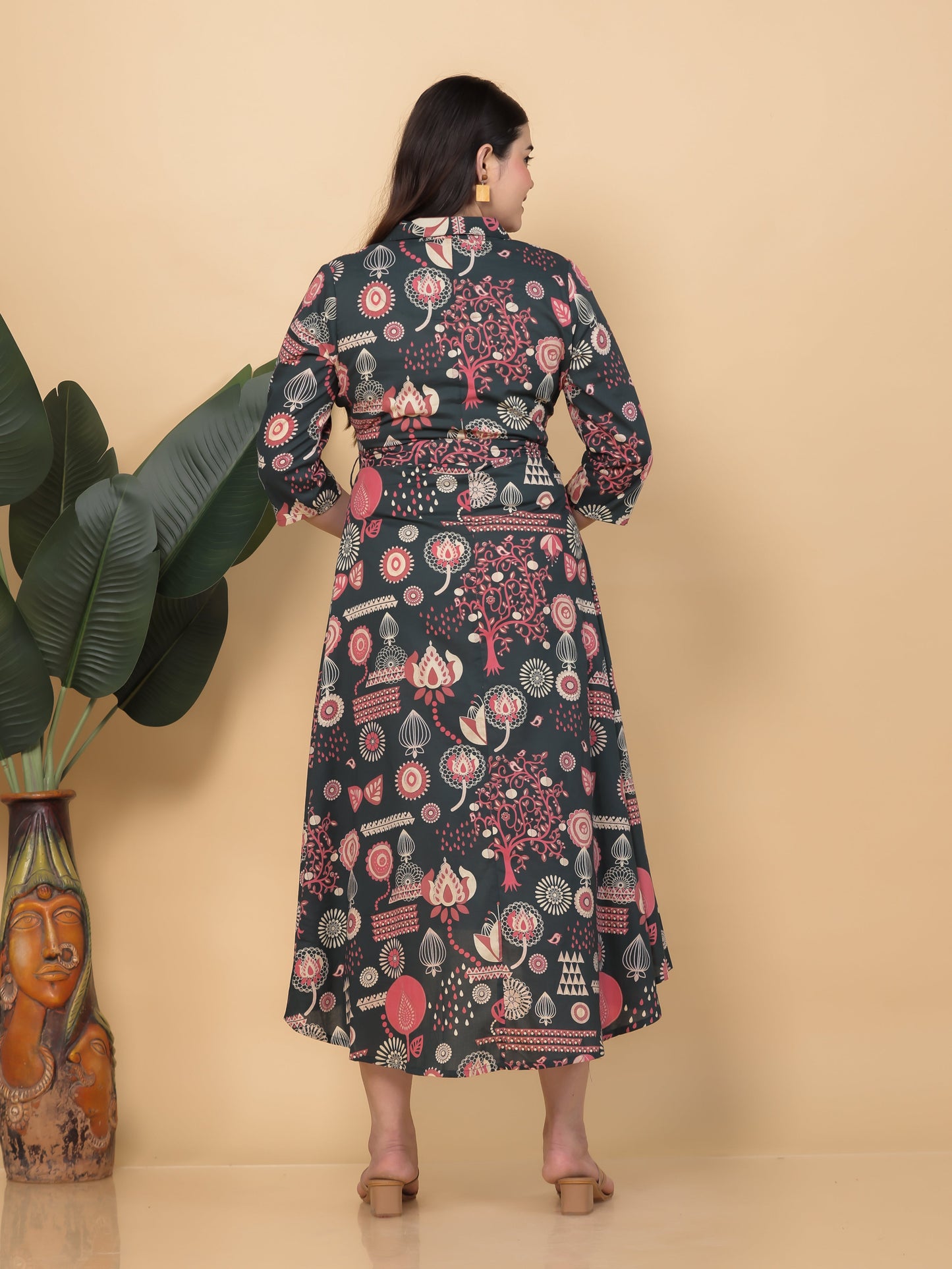 Soft Cotton Floral Flared Multicolor Dress