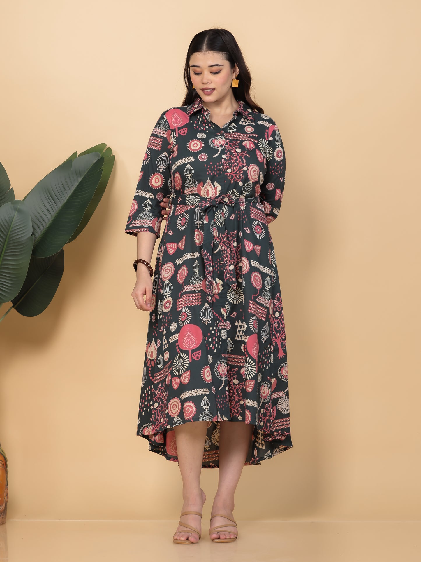Soft Cotton Floral Flared Multicolor Dress