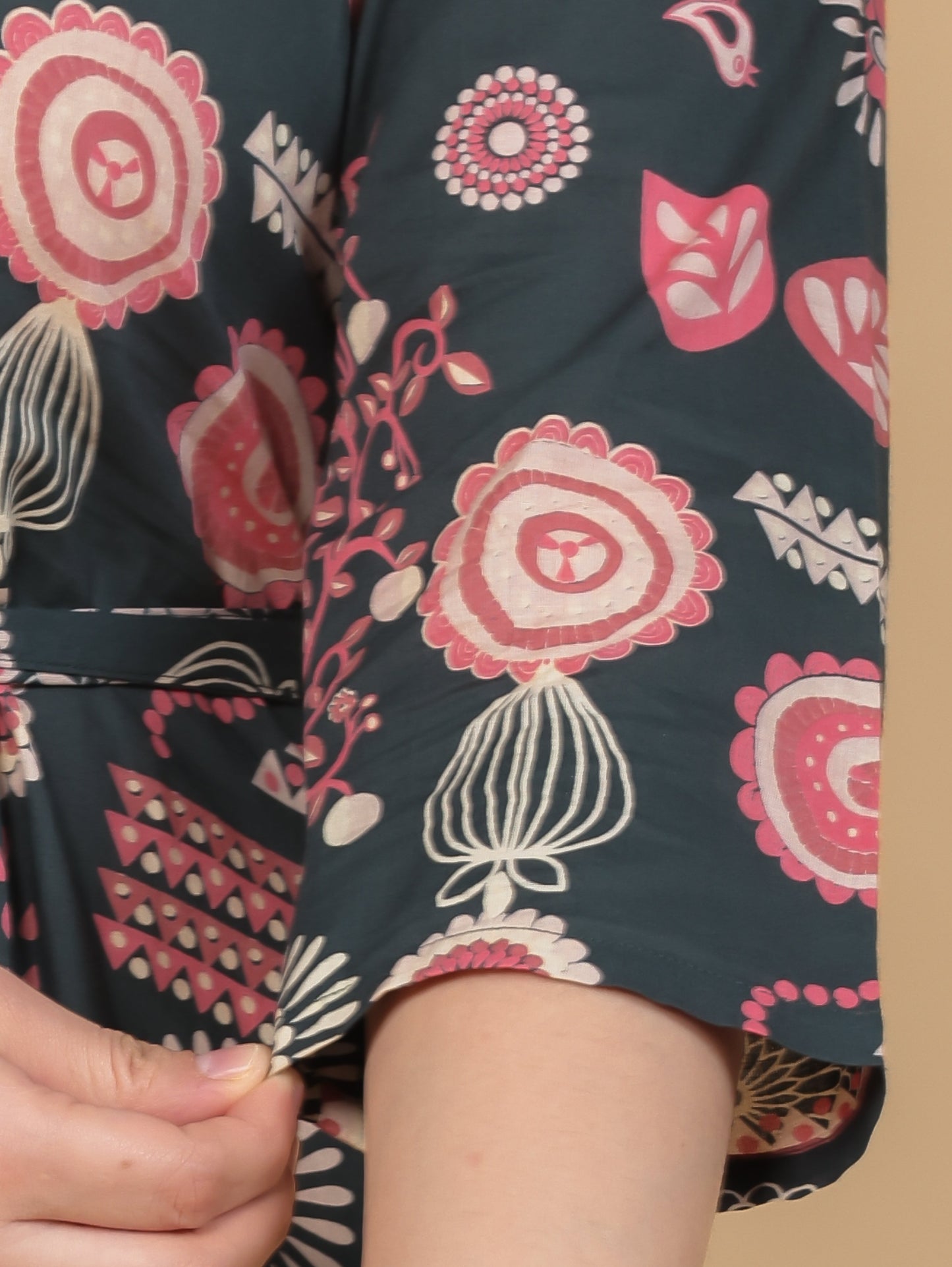 Soft Cotton Floral Flared Multicolor Dress