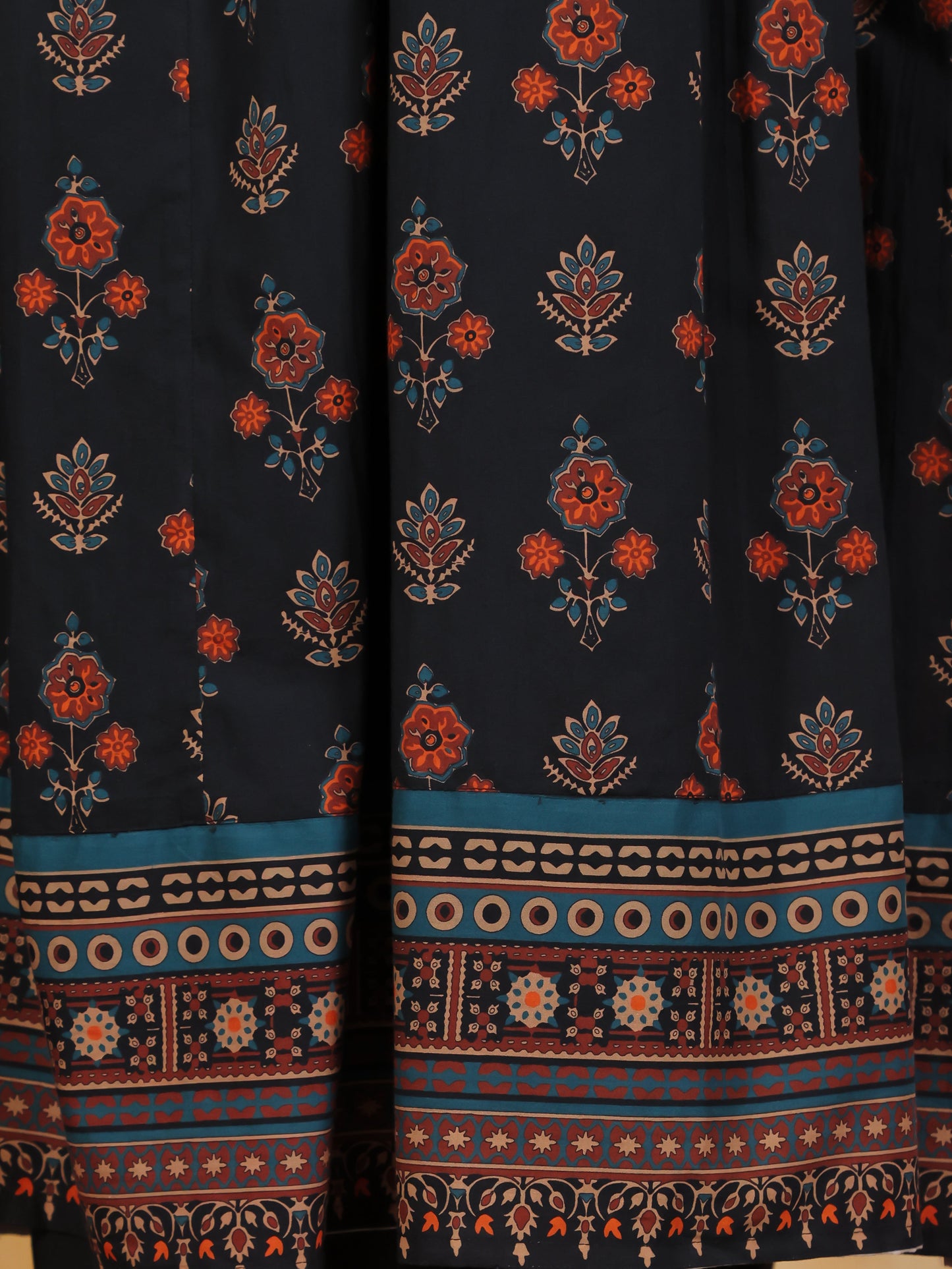 Soft Cotton Geometric Anarkali Black Kurta