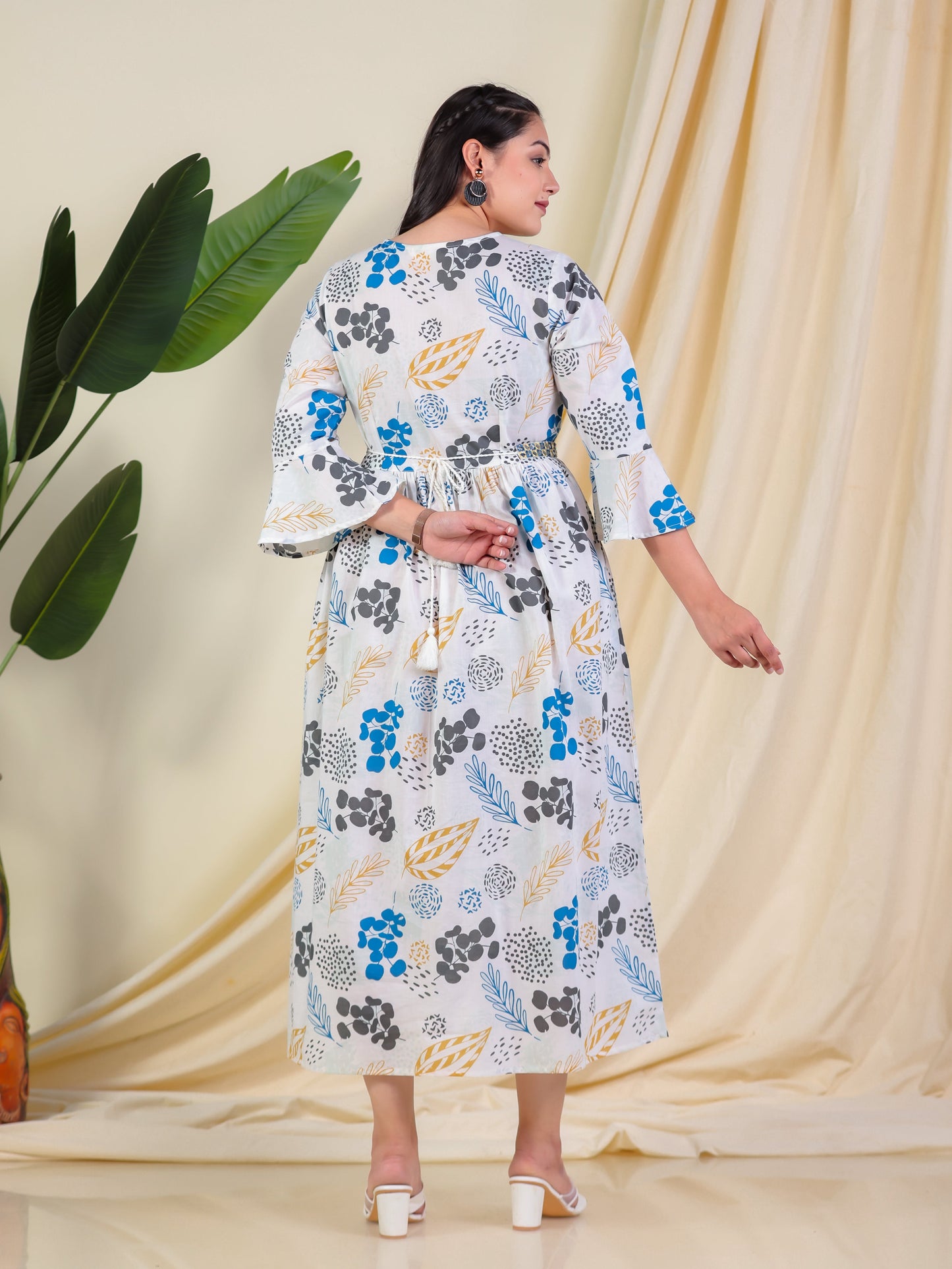Embroidered Soft Cotton Floral Anarkali White Dress