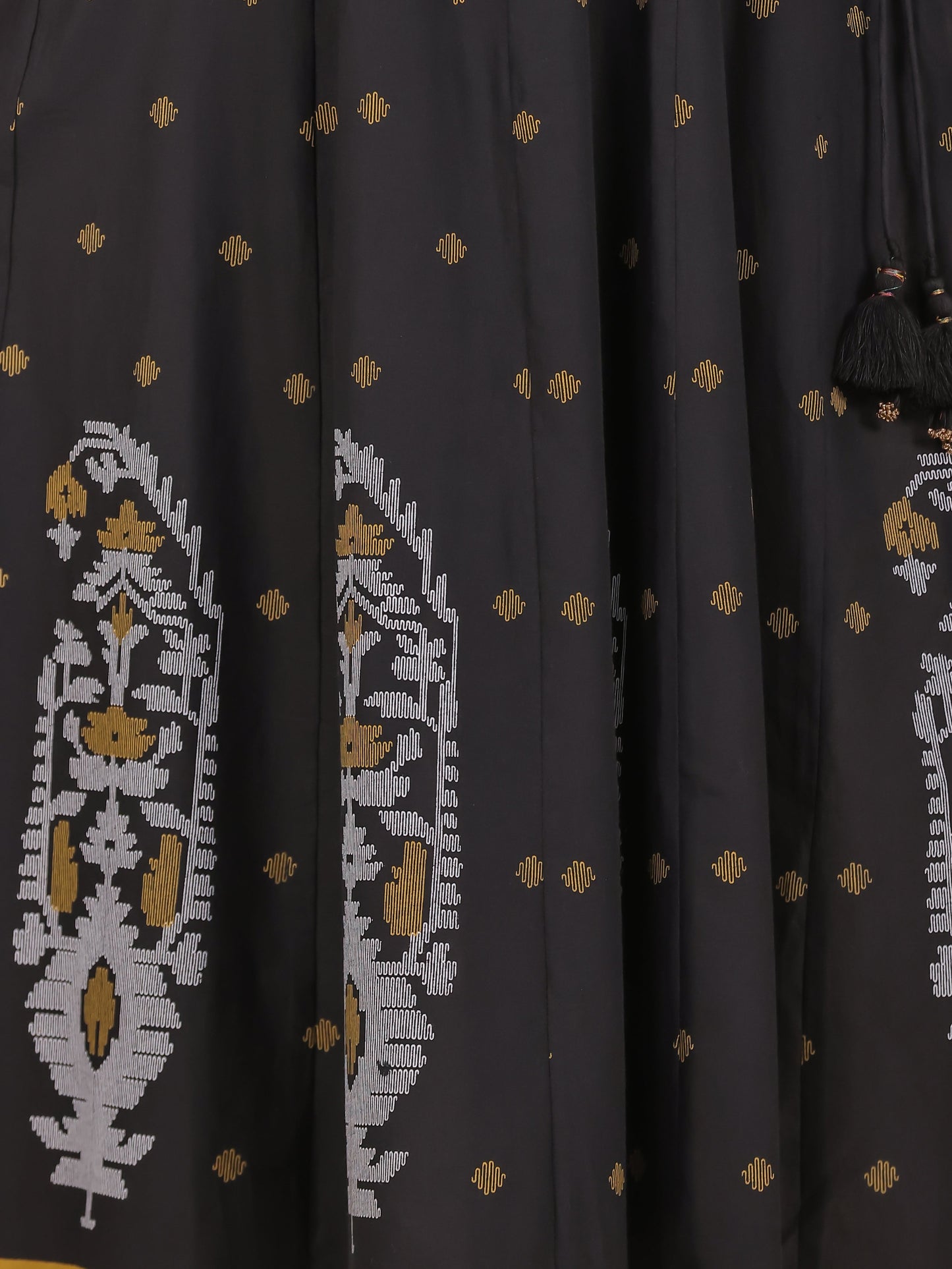 Embroidered Soft Cotton Geometric Anarkali Black Kurta