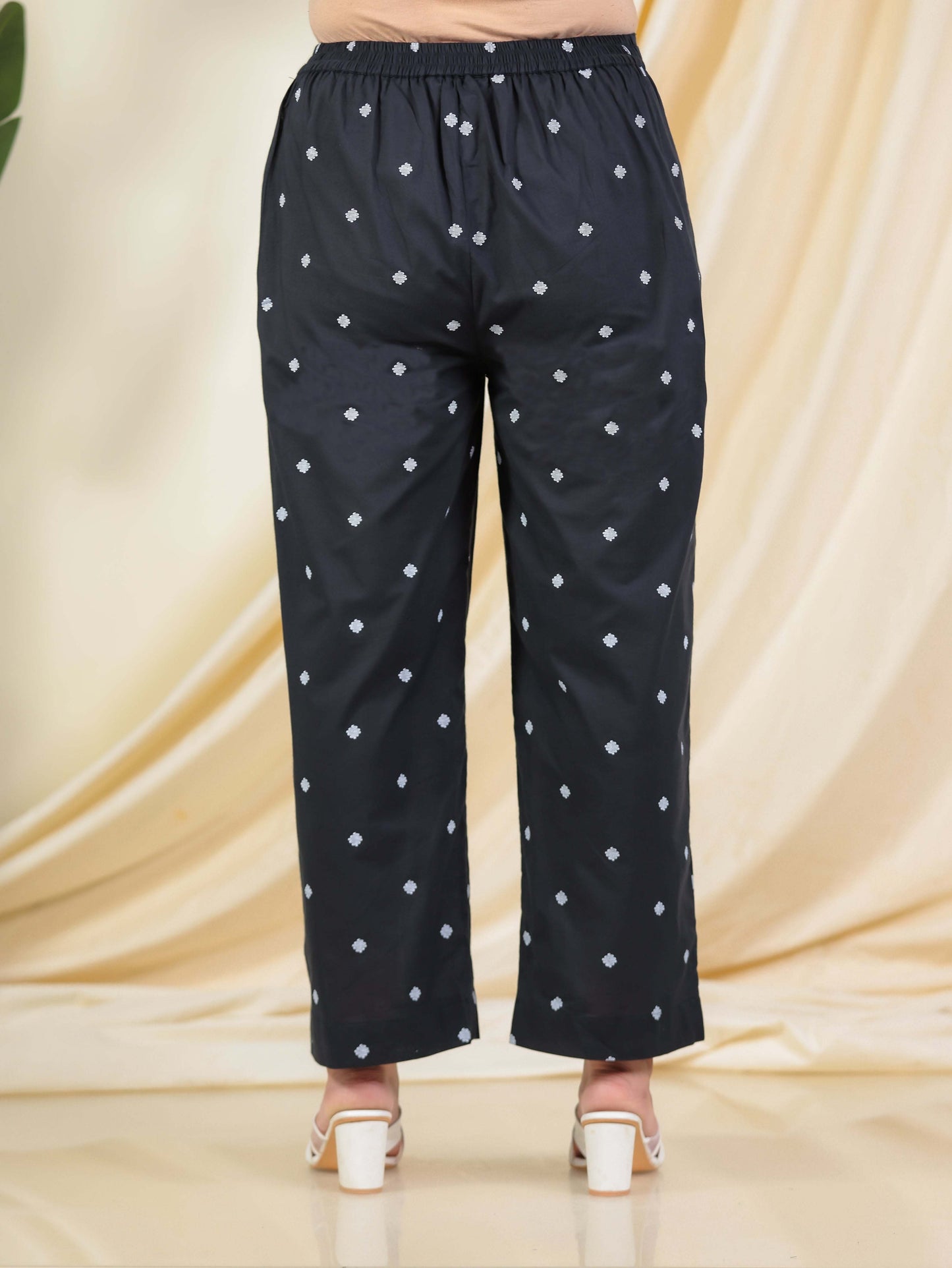 Soft Cotton Geometric Flared Black Kurta