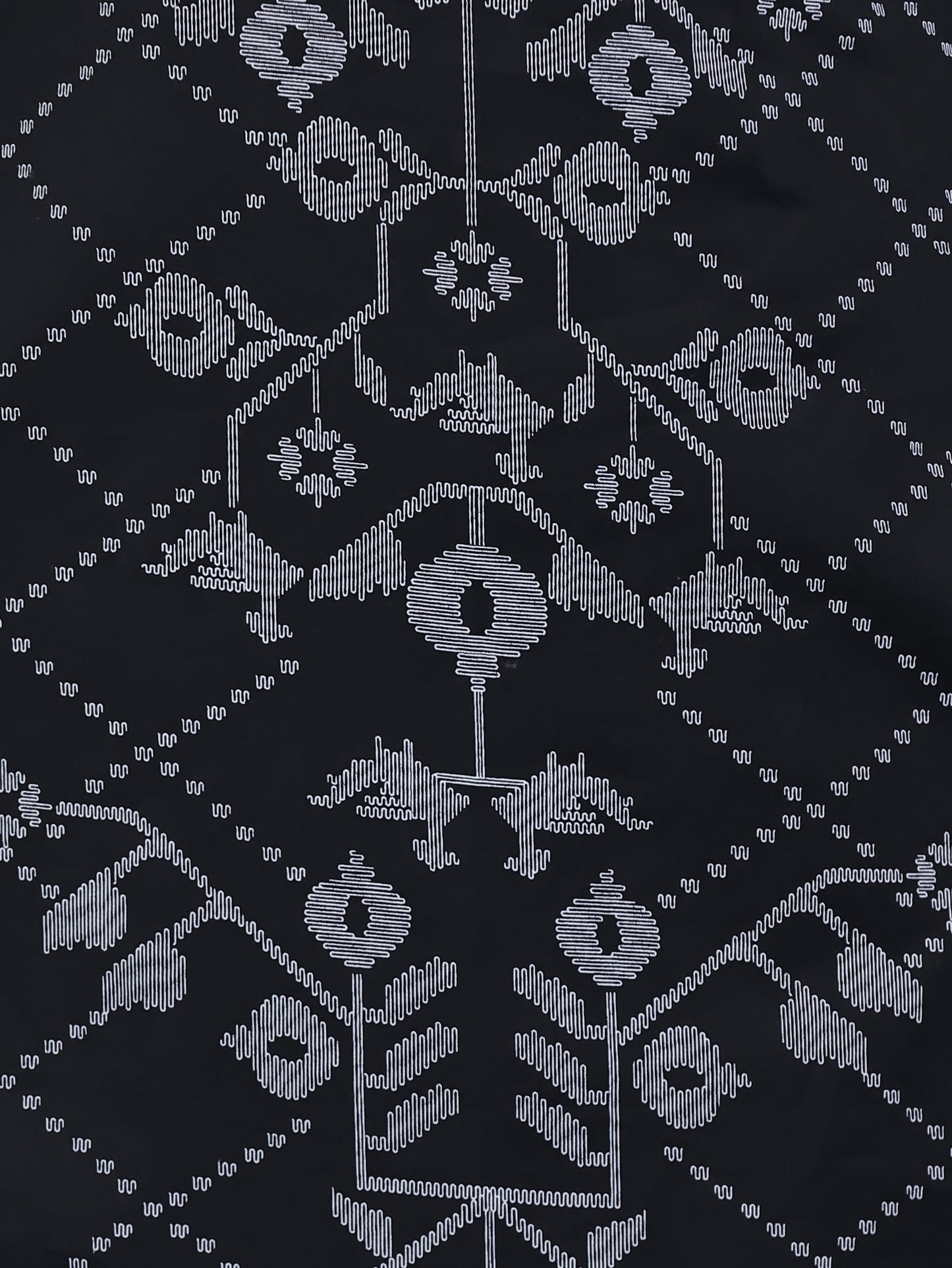 Soft Cotton Geometric Straight Black Kurta