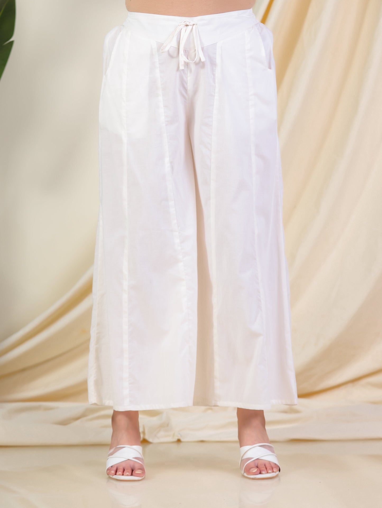 Soft Cotton Solid Peach Straight Trousers
