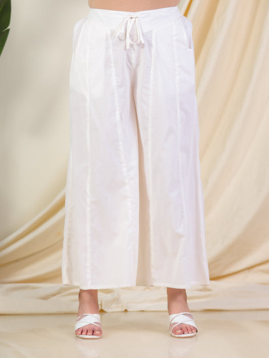 Soft Cotton Solid Peach Straight Trousers
