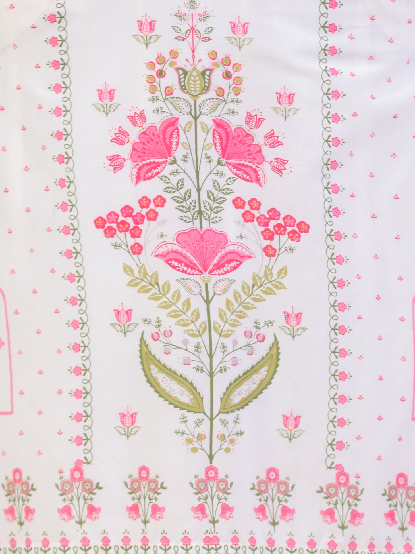 Embroidered Soft Cotton Floral Straight Off White Kurta