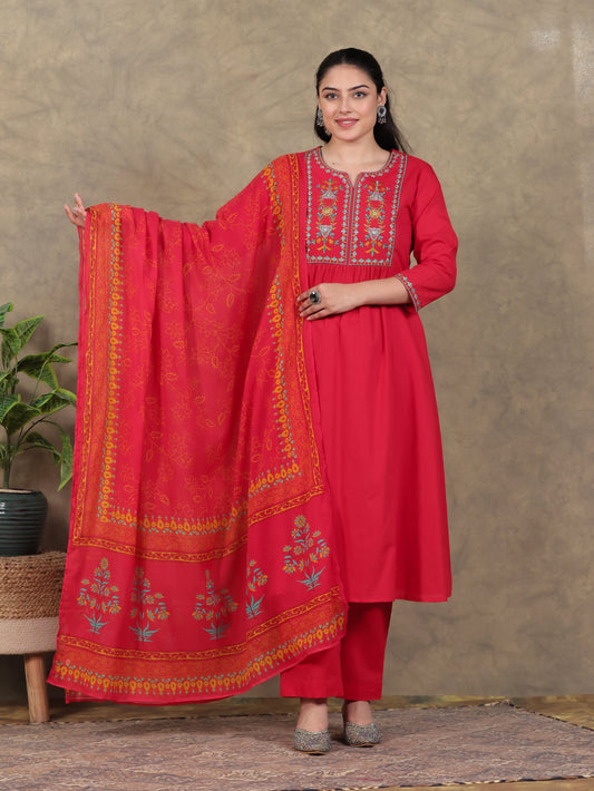 Cotton Voile Bandhani Red Dupatta
