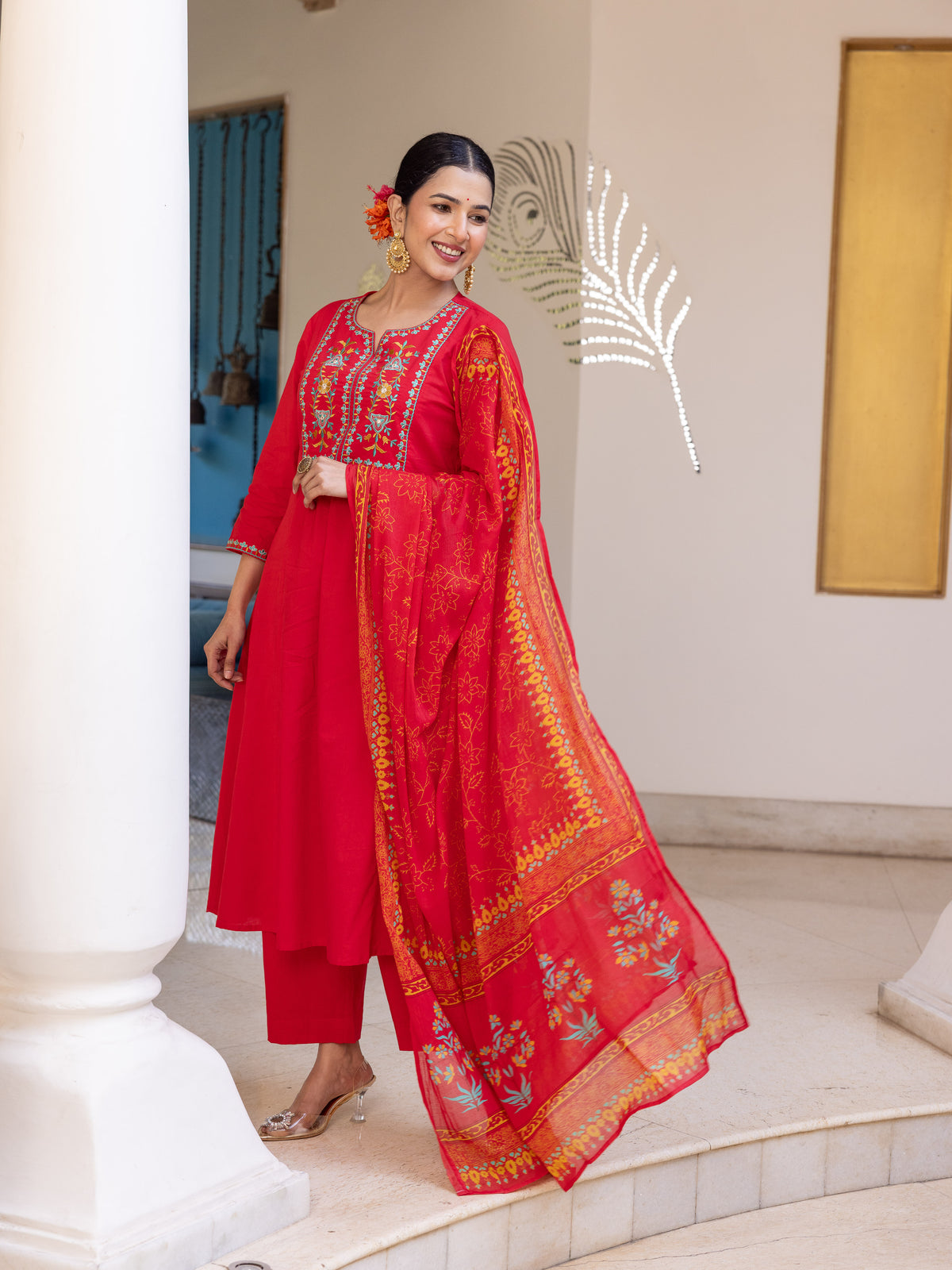 Cotton Voile Bandhani Red Dupatta