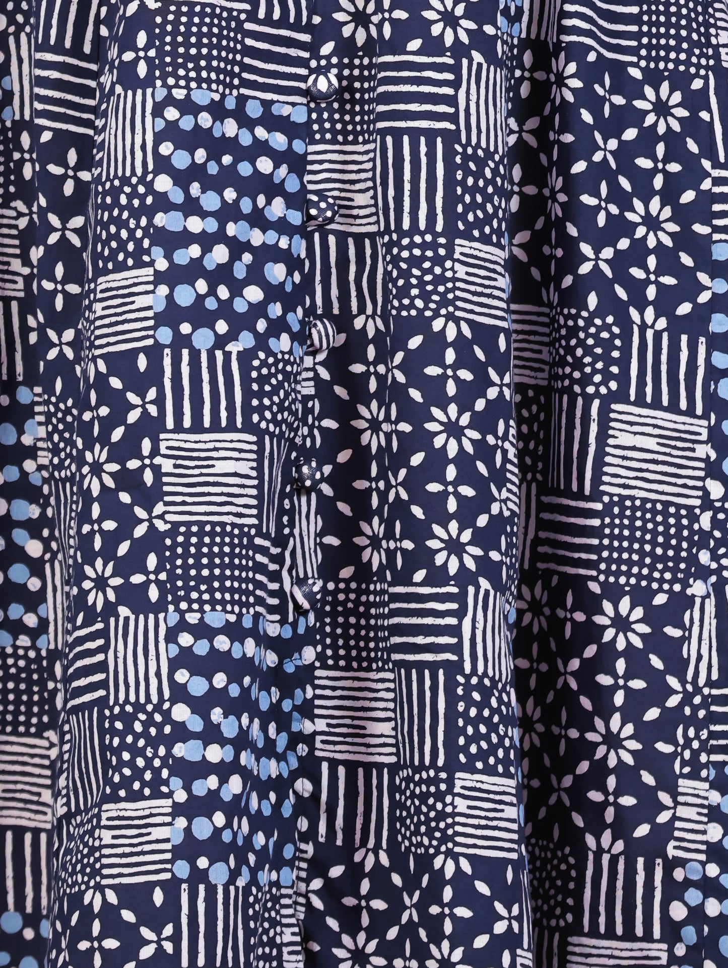 Soft Cotton Geometric High Low Navy Blue Dress