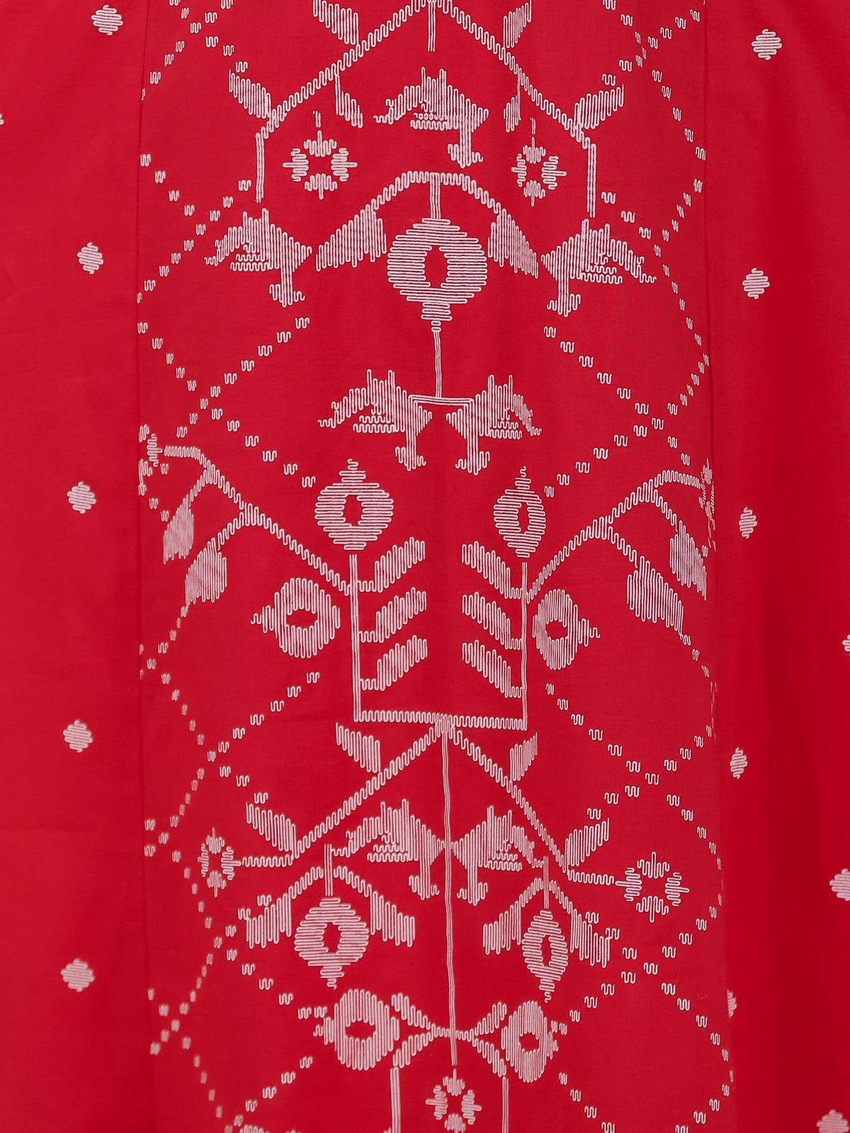 Embroidered Soft Cotton Geometric Flared Red Kurta