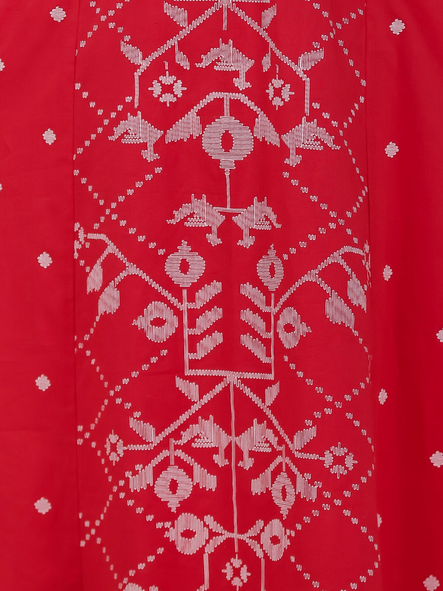 Embroidered Soft Cotton Geometric Flared Red Kurta