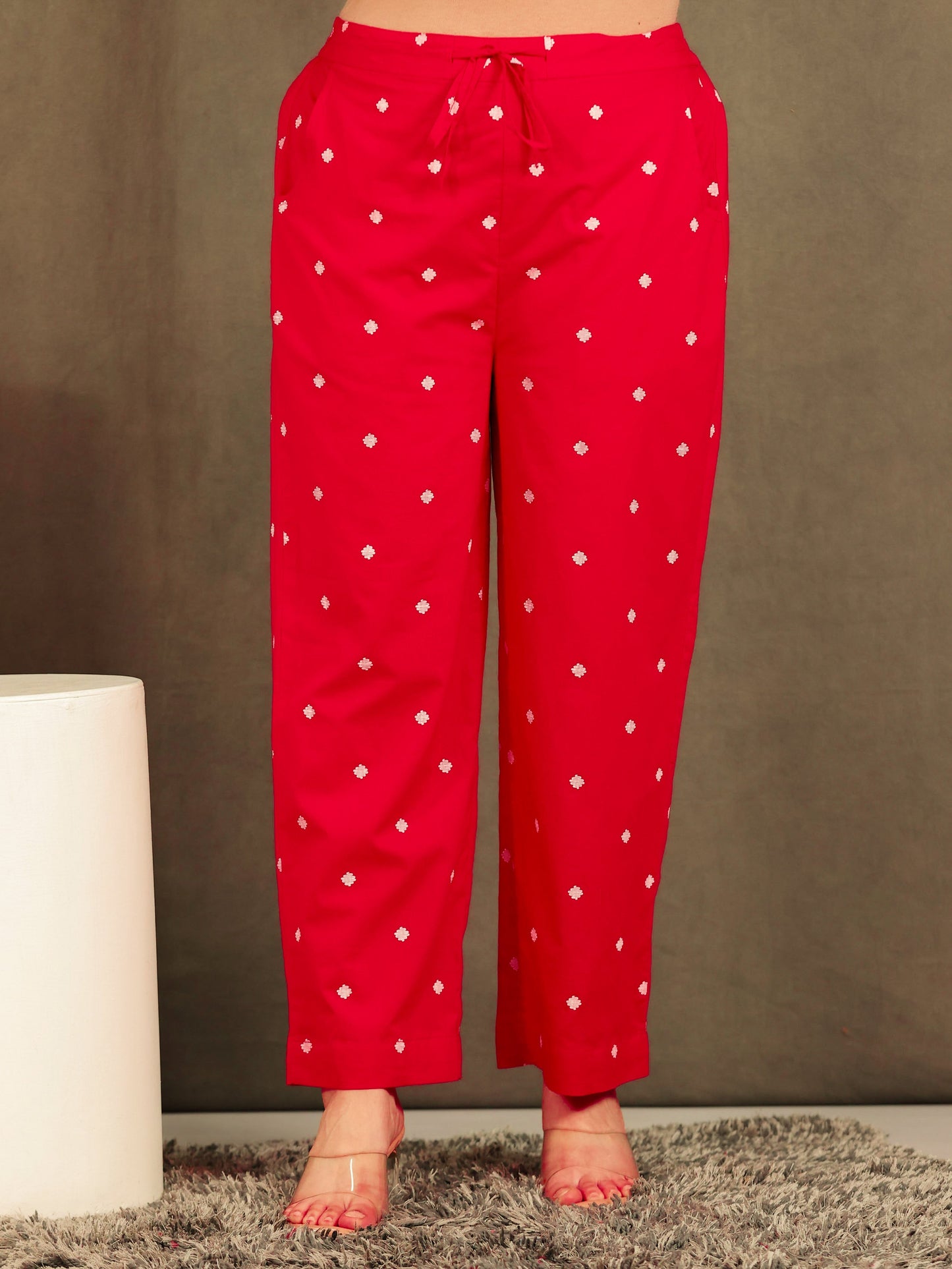 Soft Cotton Solid Red Palazzo