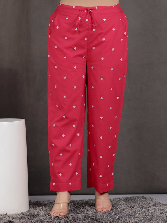 Soft Cotton Solid Red Palazzo